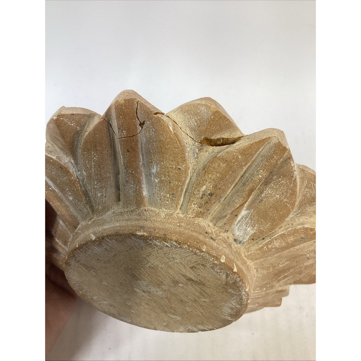 Vintage Hand Carved Natural Stone Lotus Shaped Soap Dish Or Centerpiece