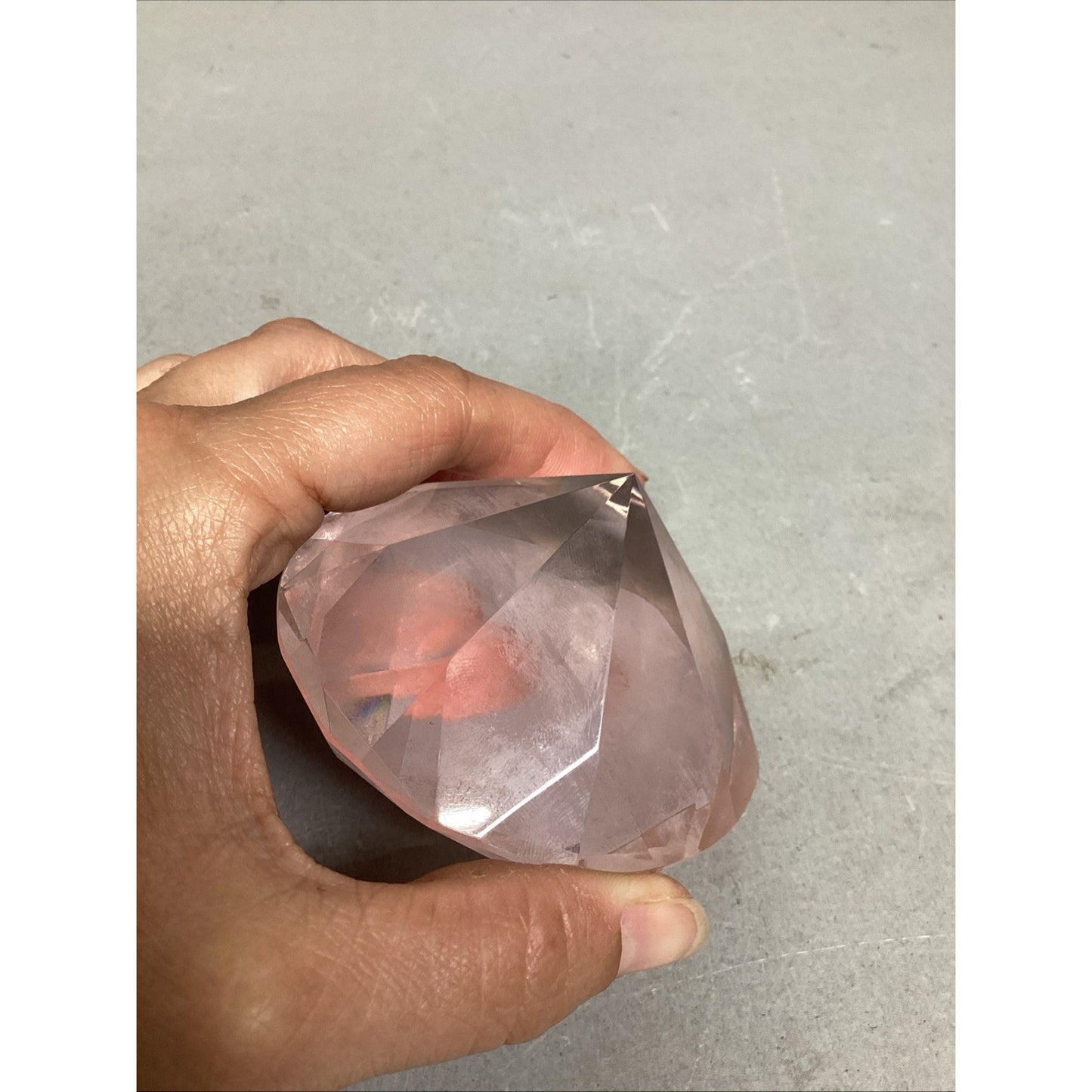 Light Pink Diamond Shape Paperweight - 3x2”