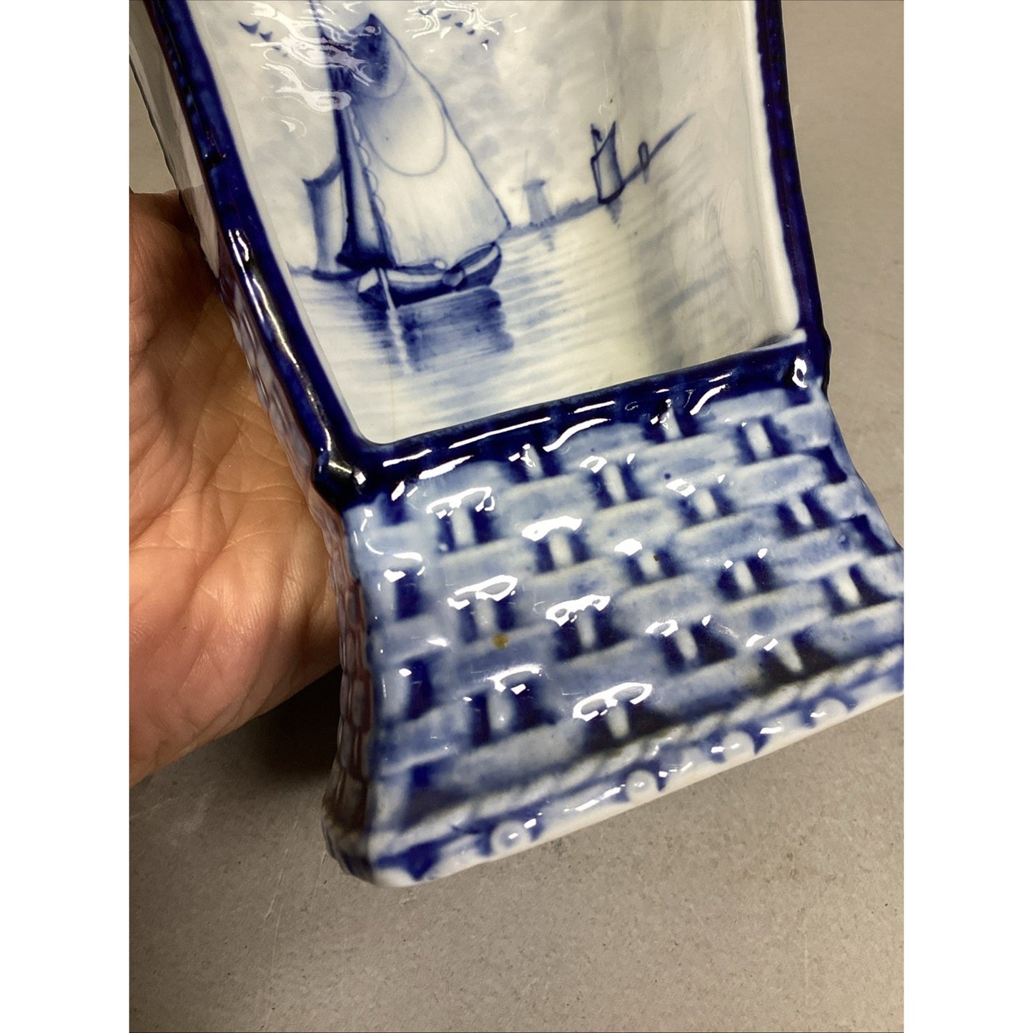 Vintage Delft Rauenstein Wicker Beach Chair Figurine Watch Holder - Holland