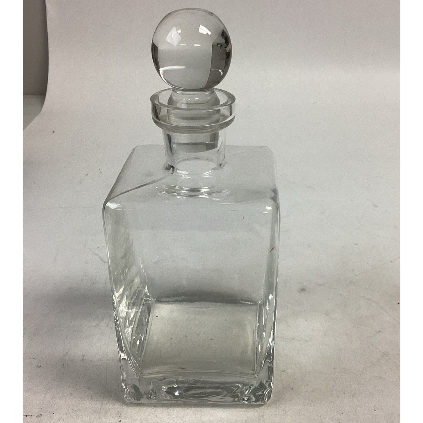 Vintage Glass Decanter With Stopper - 9.5”H