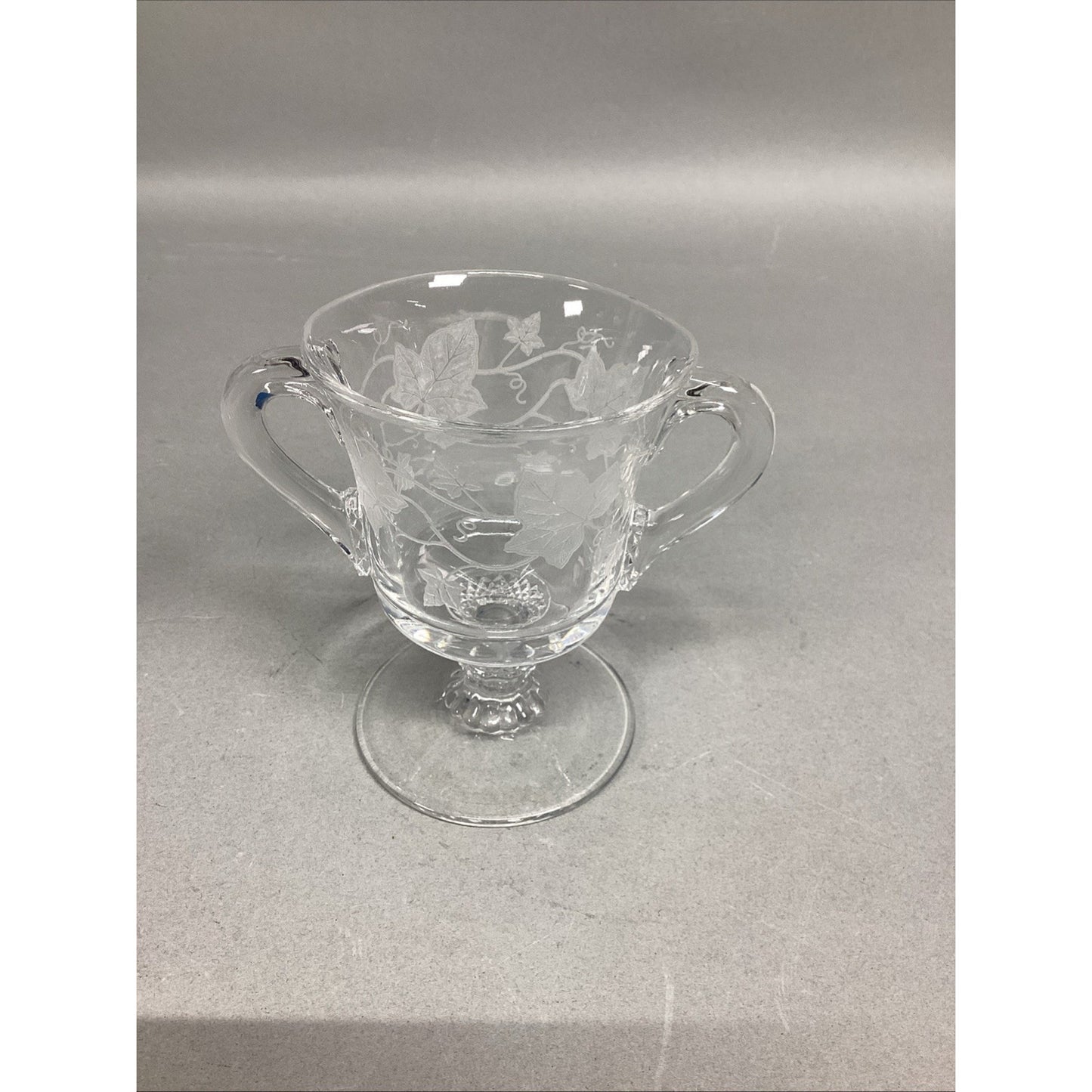 Vintage Glass Leaf Design Creamer And Sugar