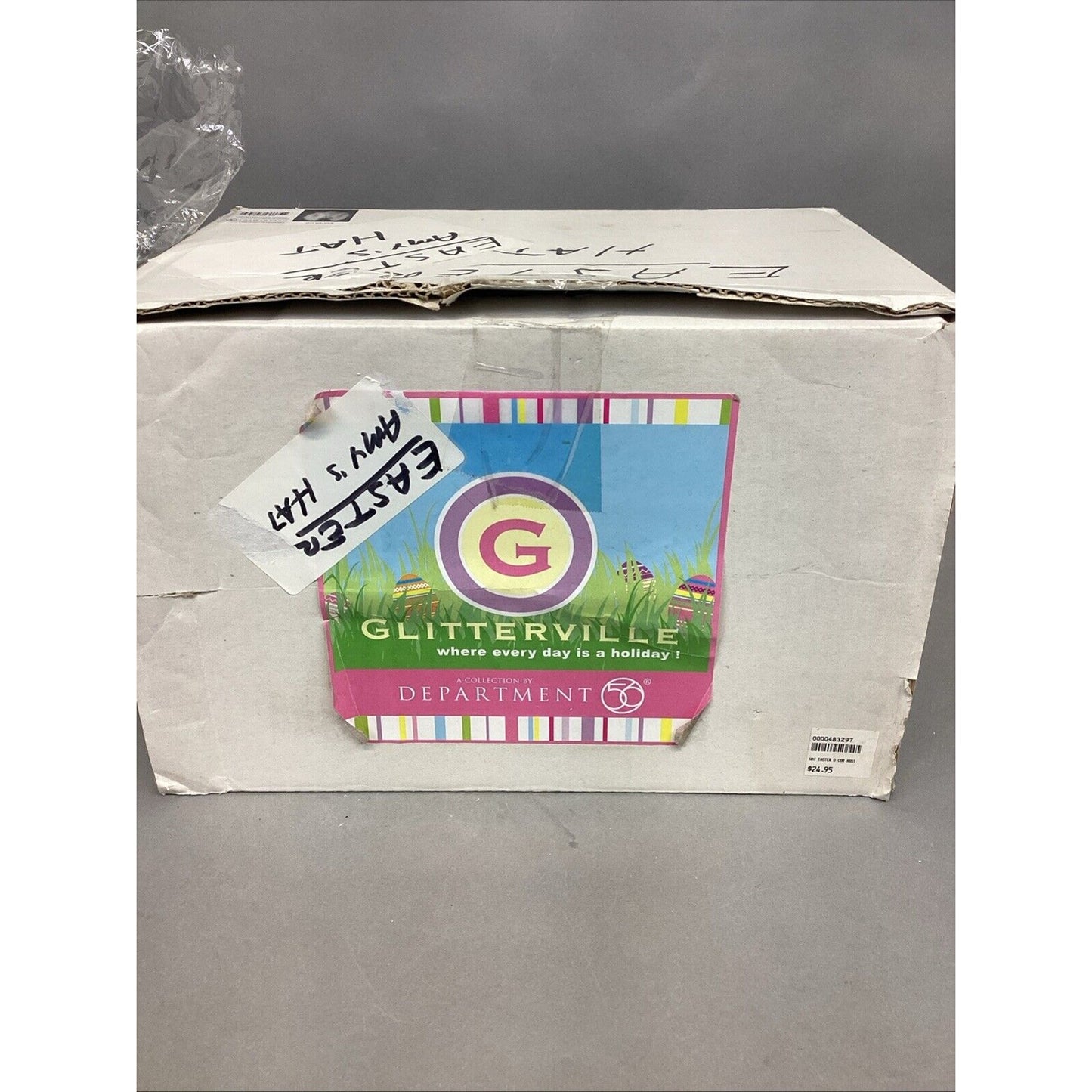 Dept 56 Glitterville Easter Egg Party Hat w/ 6 Patrician Pink 10” Candles