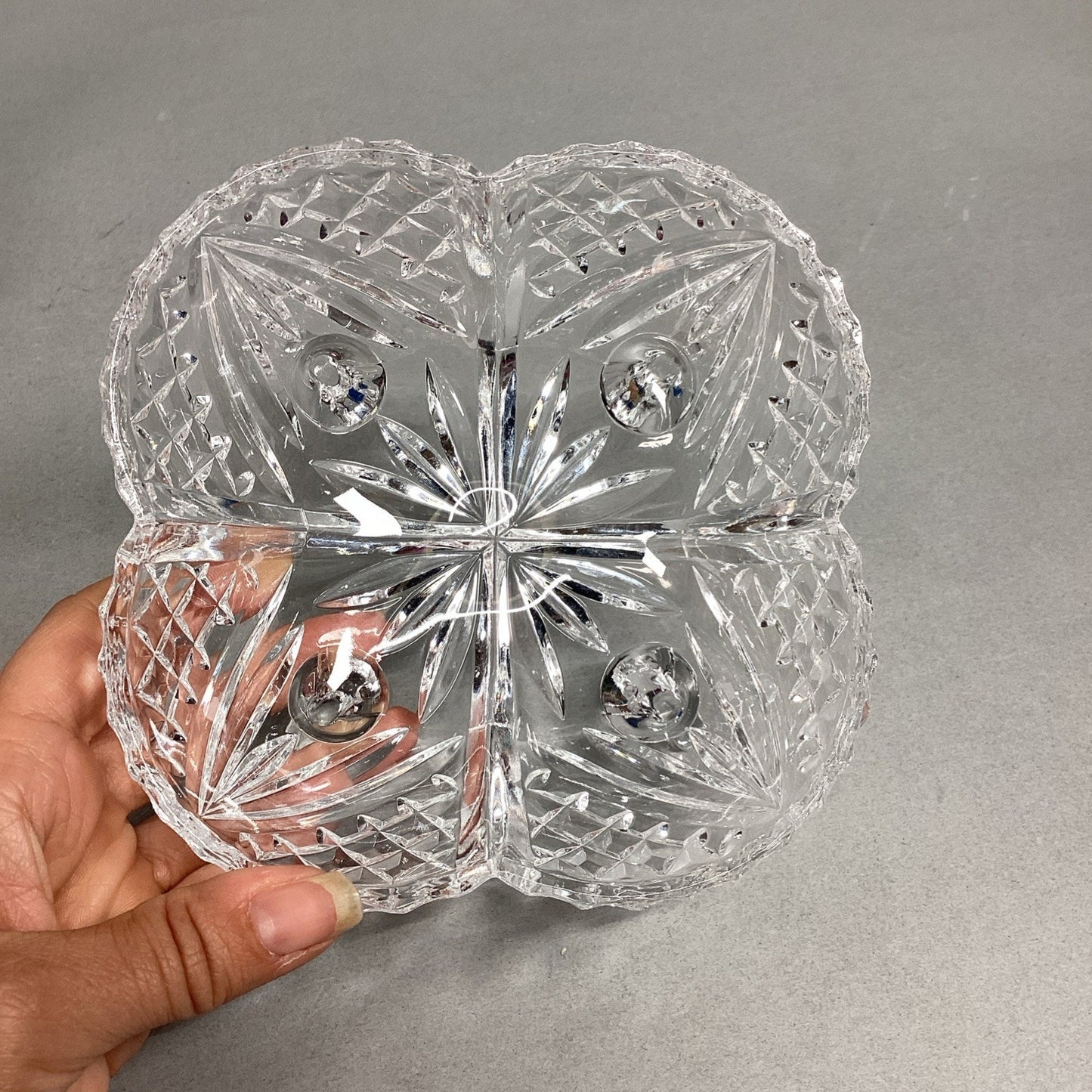 VTG Lead Cut Crystal Covered Candy Dish Spire Pinwheel Footed