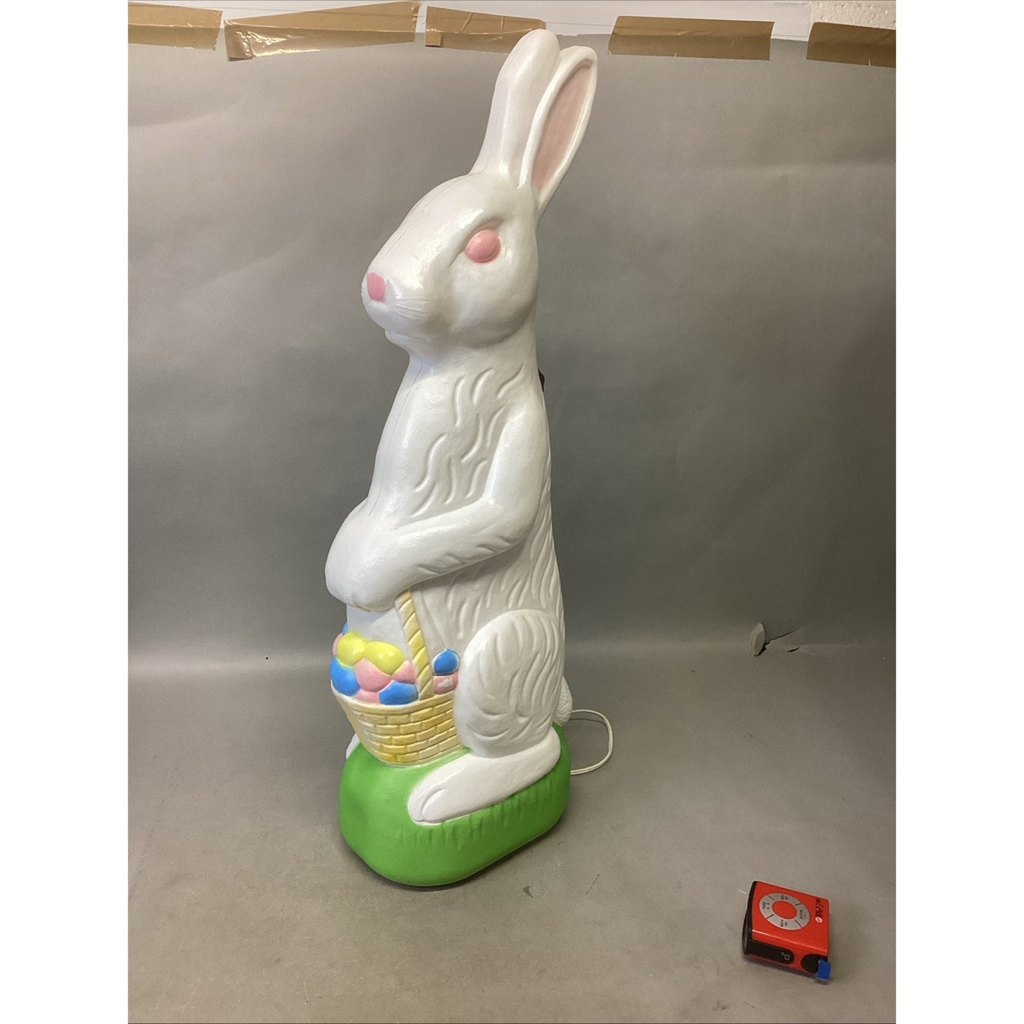 Vintage 1993 Light Up Blow Mold Easter Bunny W/ Easter Eggs Basket - 30”H