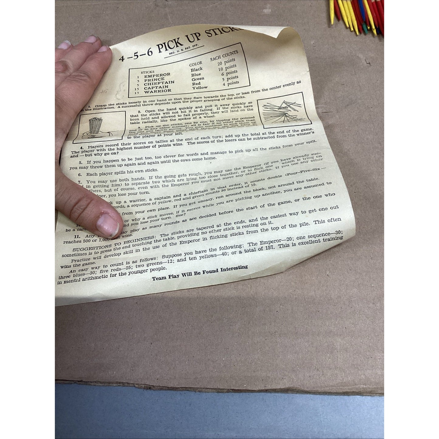 Vintage 456 Pick Up Stix The Continental Game w/ Instructions