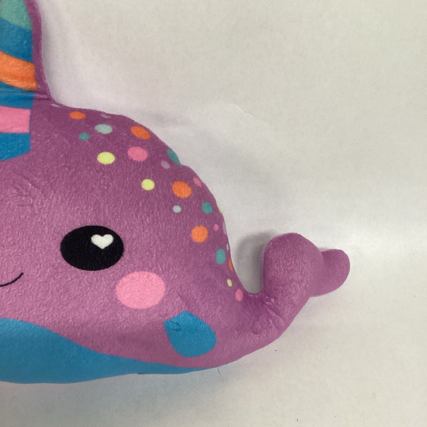 Purple Narwhal Unicorn Whale Rainbow Stuffed Animal Pillow Plush 17" Long