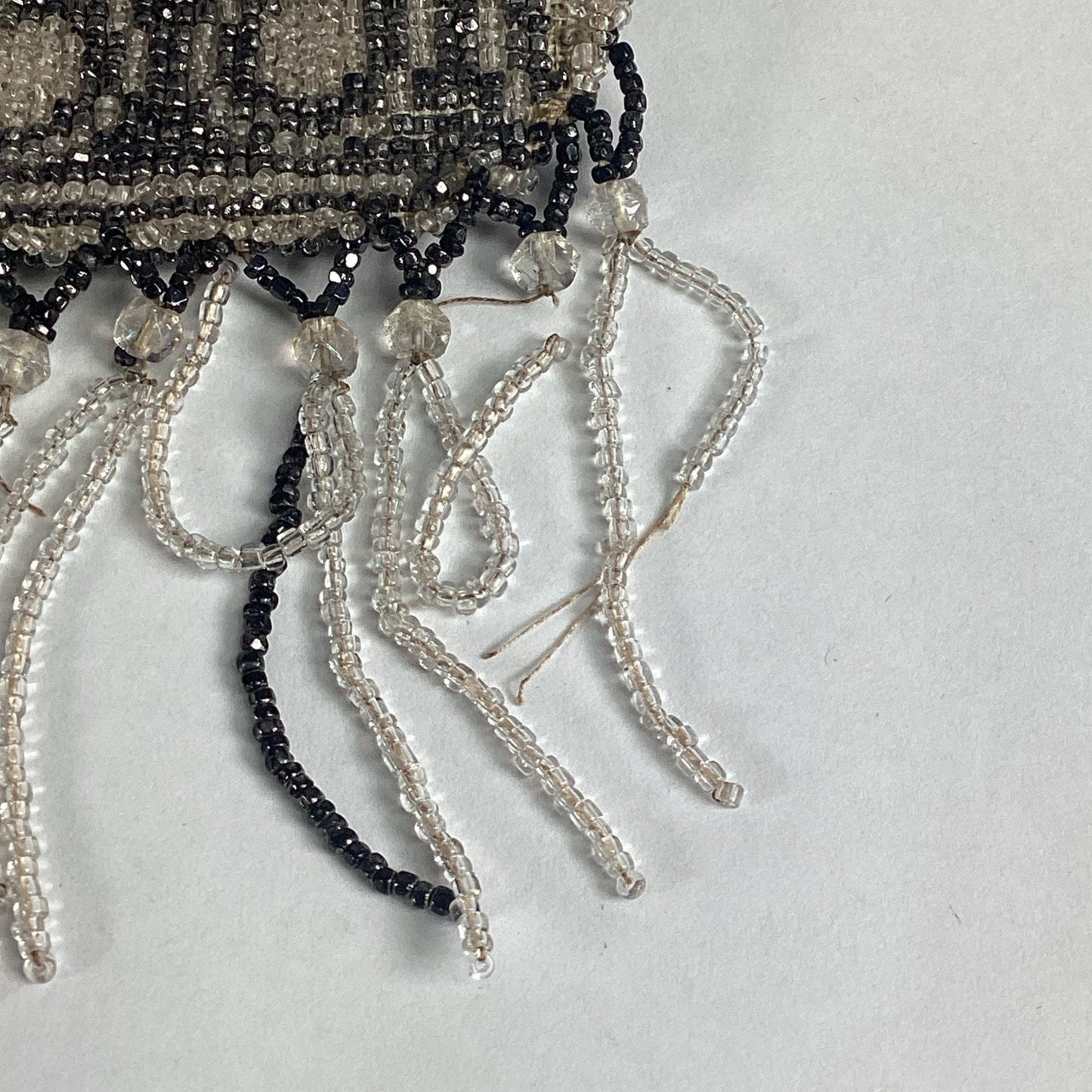Vintage Beaded Evening Bag With Fringe & Mirror