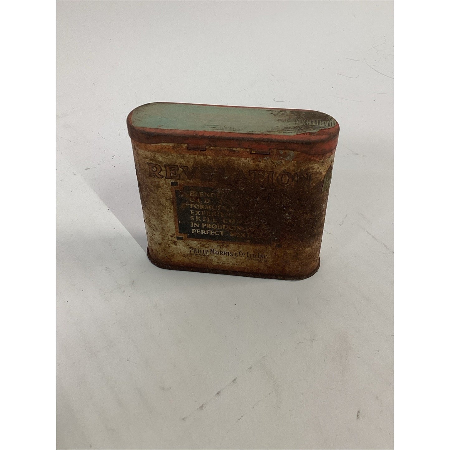 Vintage Empty Revelation Pipe Tobacco Tin Smoking Mixture Philip Morris 3x3