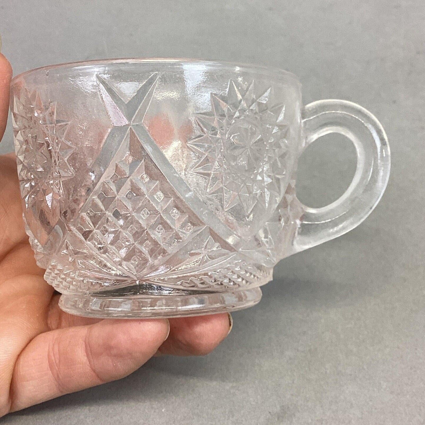 Vintage Decorative Glass Cut Glass Fruit Punch Bowl And 12 Cups Set