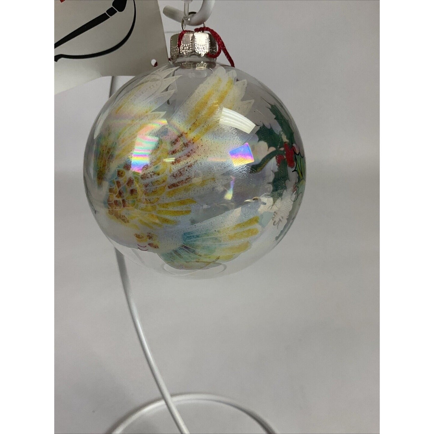 Gigi Clear Ball Christmas Ornament With Doves And Mistletoe (enamel)