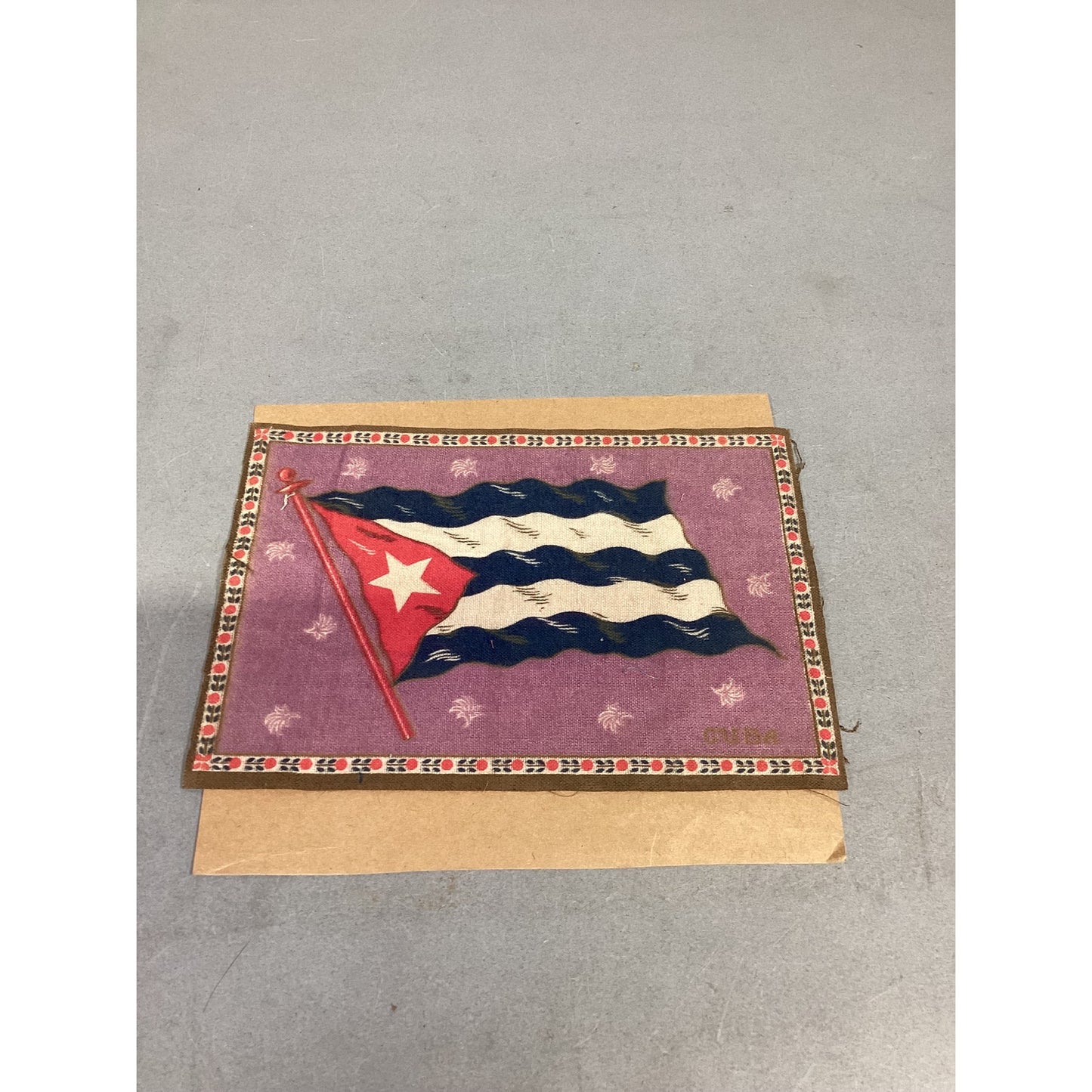 Antique  Cuba Cigar Felt Silk Blanket Flag - 8x5.25"