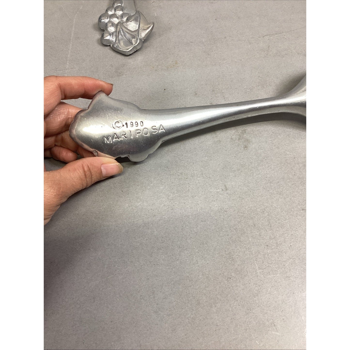 Mariposa Pewter Salad Serving Set Fork Spoon Grapes Grapevine Utensils 1990