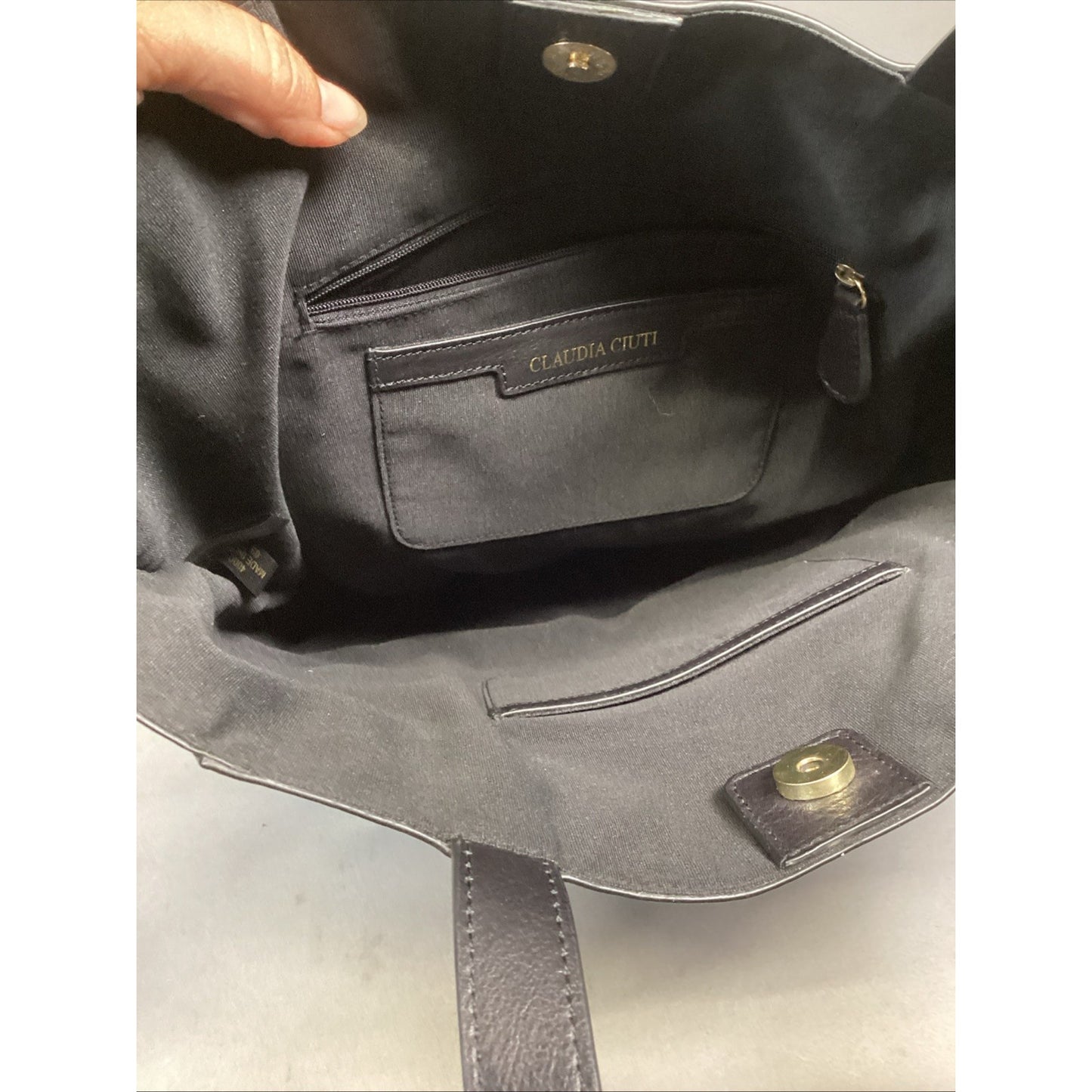Claudia Ciuti Large Black Leather Shoulder Bag