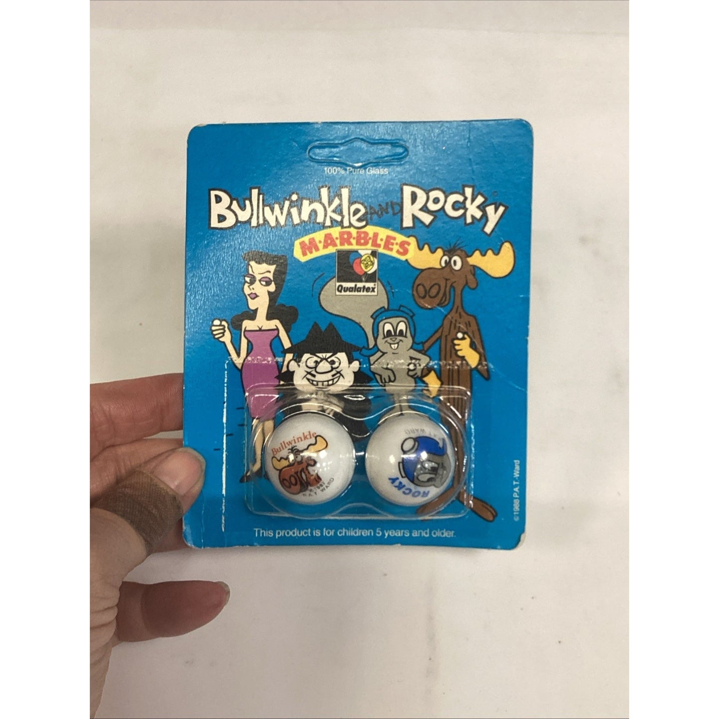 1988 Bullwinkle & Rocky Moosion Impossible Marbles 100% Pure Glass New
