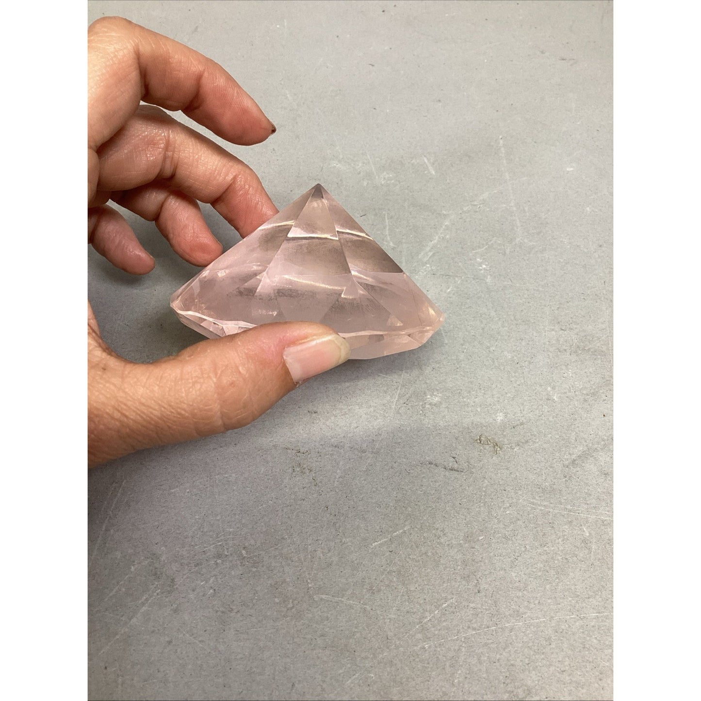 Light Pink Diamond Shape Paperweight - 3x2”