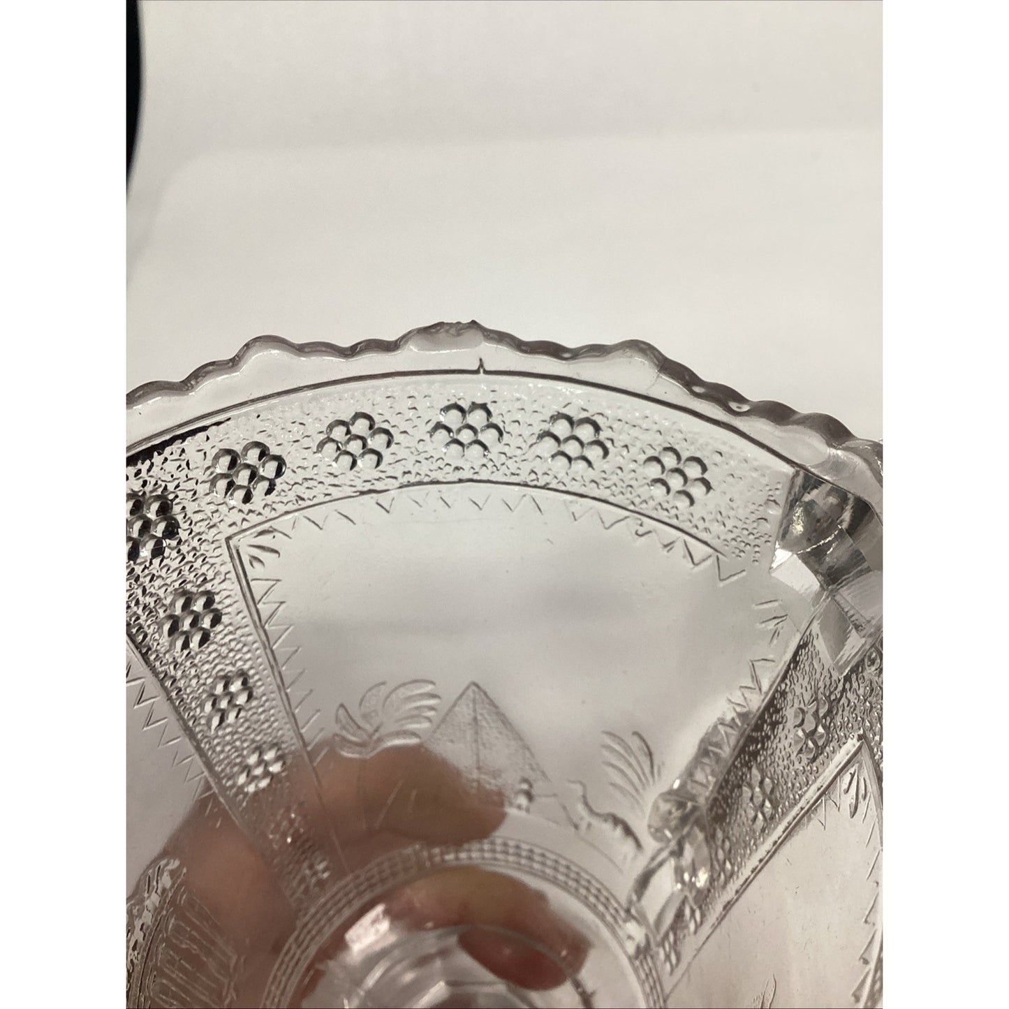 2 Antique Victorian 1880s Adams & Co. EAPG “Egyptian” Pattern Glass Pitcher – 6”