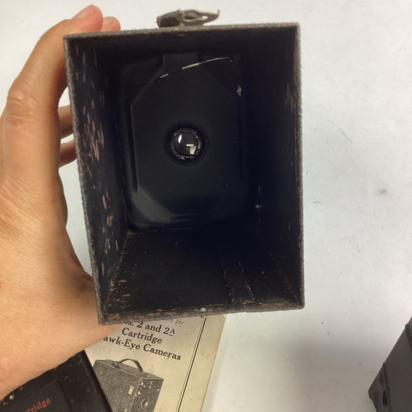Vintage 1916 Kodak Cartridge Hawk-Eye #2 Box Camera With Manual