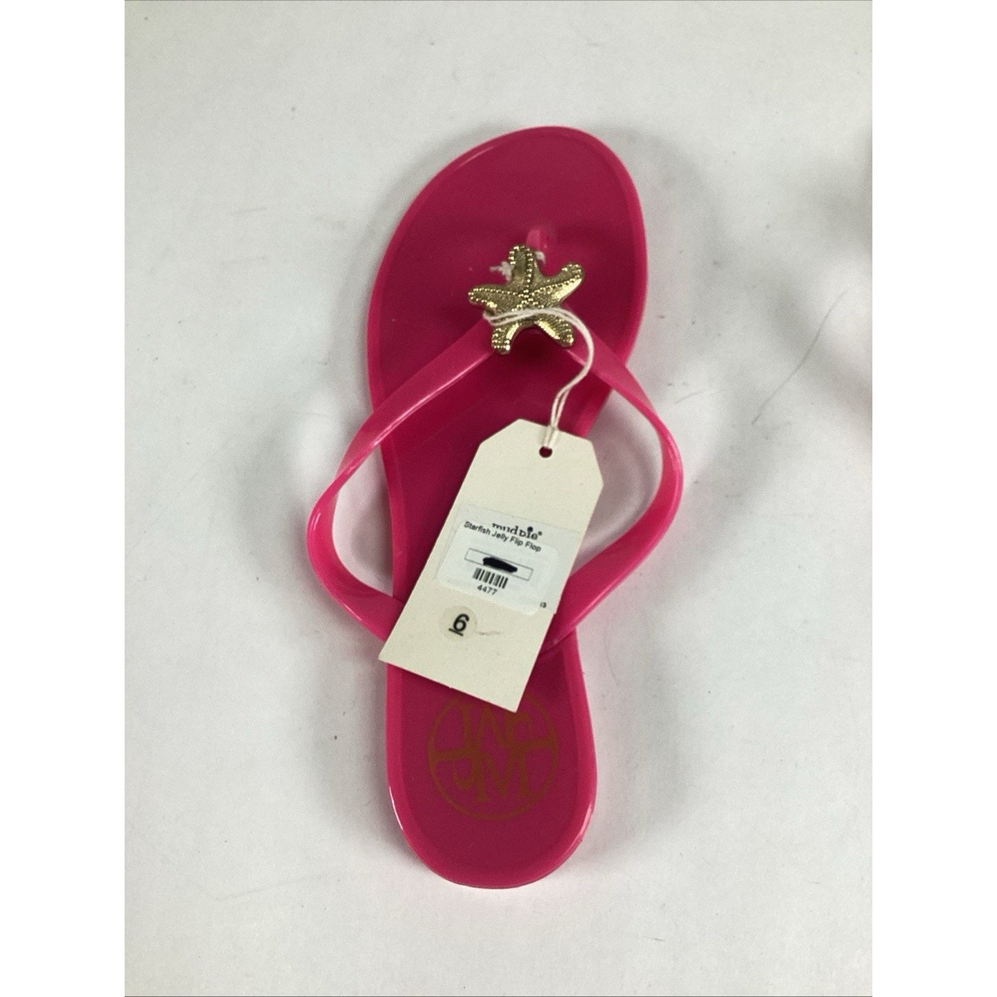 Mudpie Starfish Jelly Pink Flip Flops - Size 6 - NWT