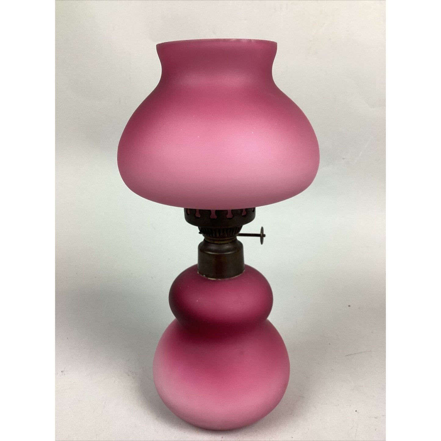 Antique Pink Gradient Peach Blow Kerosene Table Lamp - 10.5”H