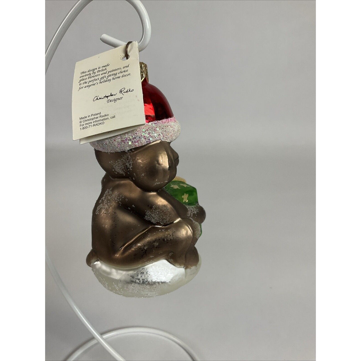 Christopher Radko Christmas Ornament Mouse Santa Hat with Present