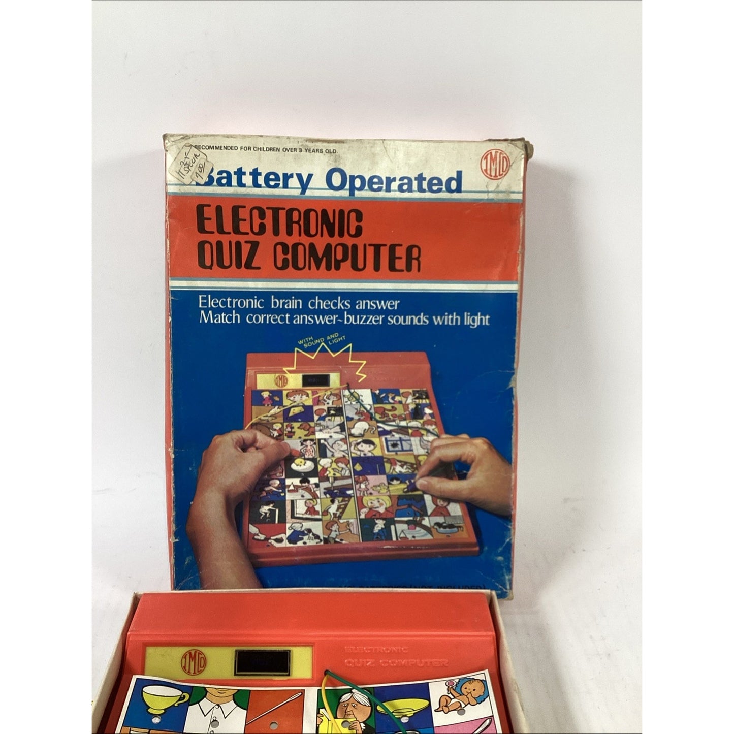 Vintage Battery Operated Electronic Quiz Computer W/ 2 Sheets