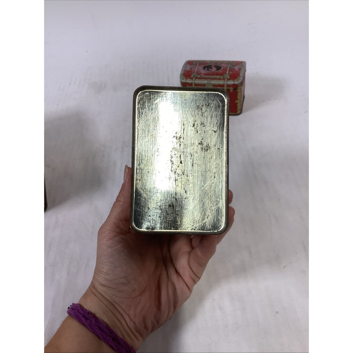 3 Vintage SWEE-TOUCH-NEE TREASURE CHEST TEA TINS - Nesting Tins
