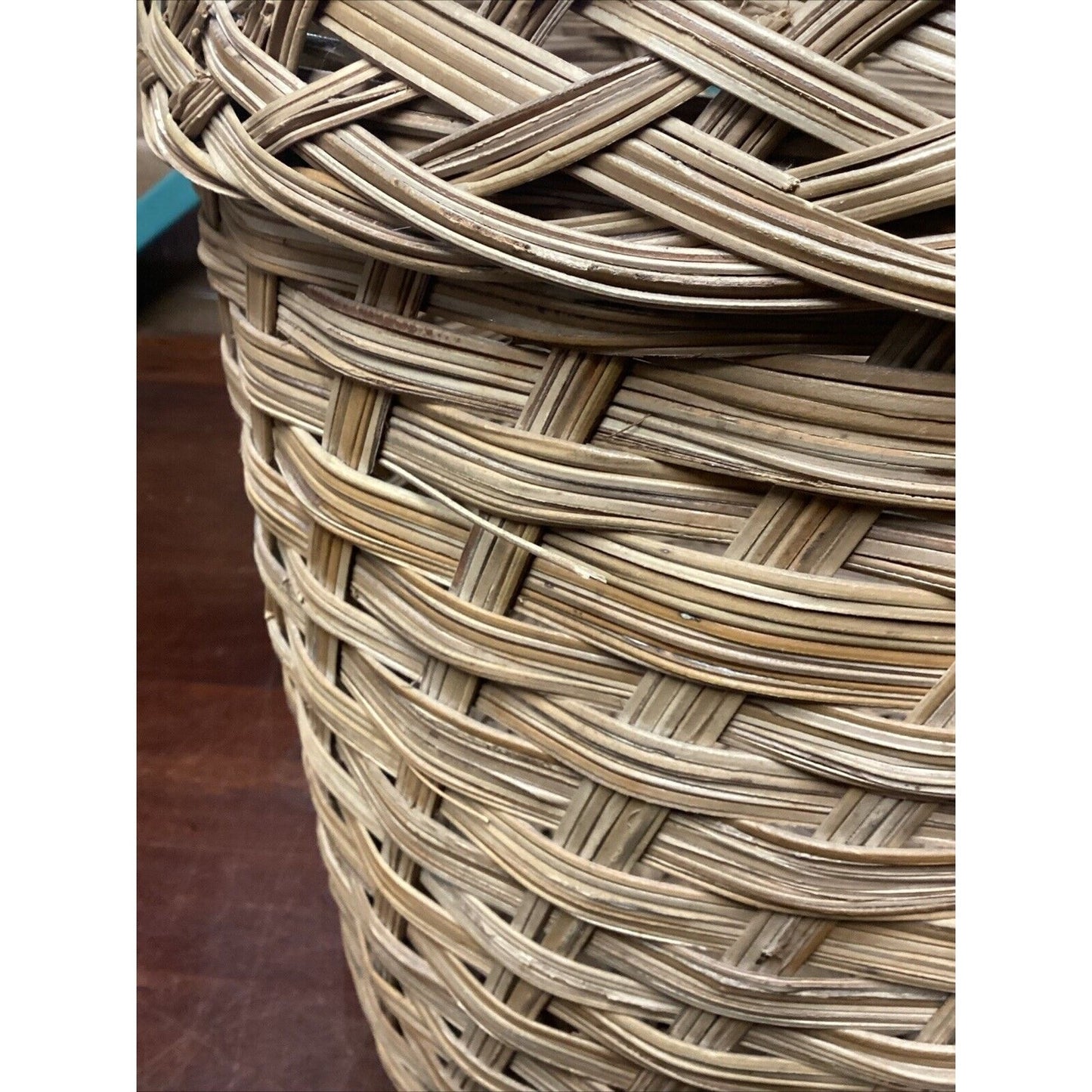 Wicker Rattan Hand Woven Laundry Basket Waste Basket - 13.5"Hx13.5"D