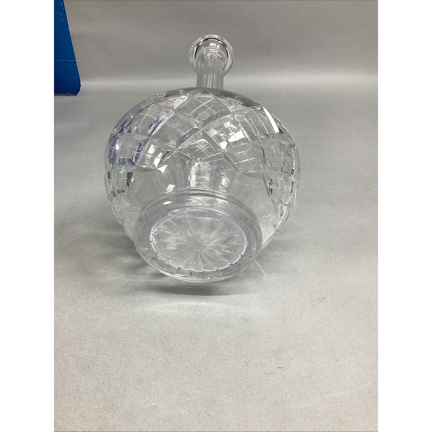 Vintage Cut Glass Crystal Decanter W/ Stopper - Floral Design - 12”H