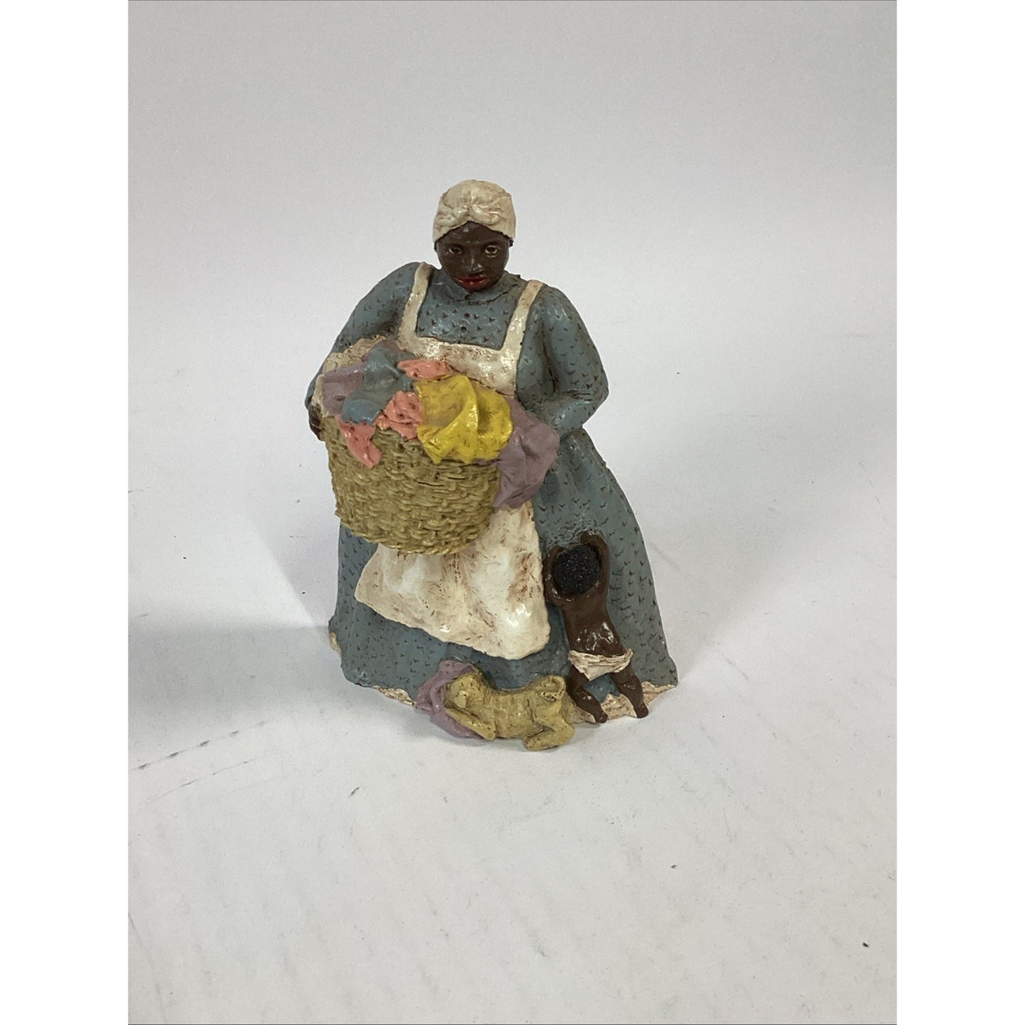 Vintage 1984 Fisk African American Figurine - Mom, Baby and Dog