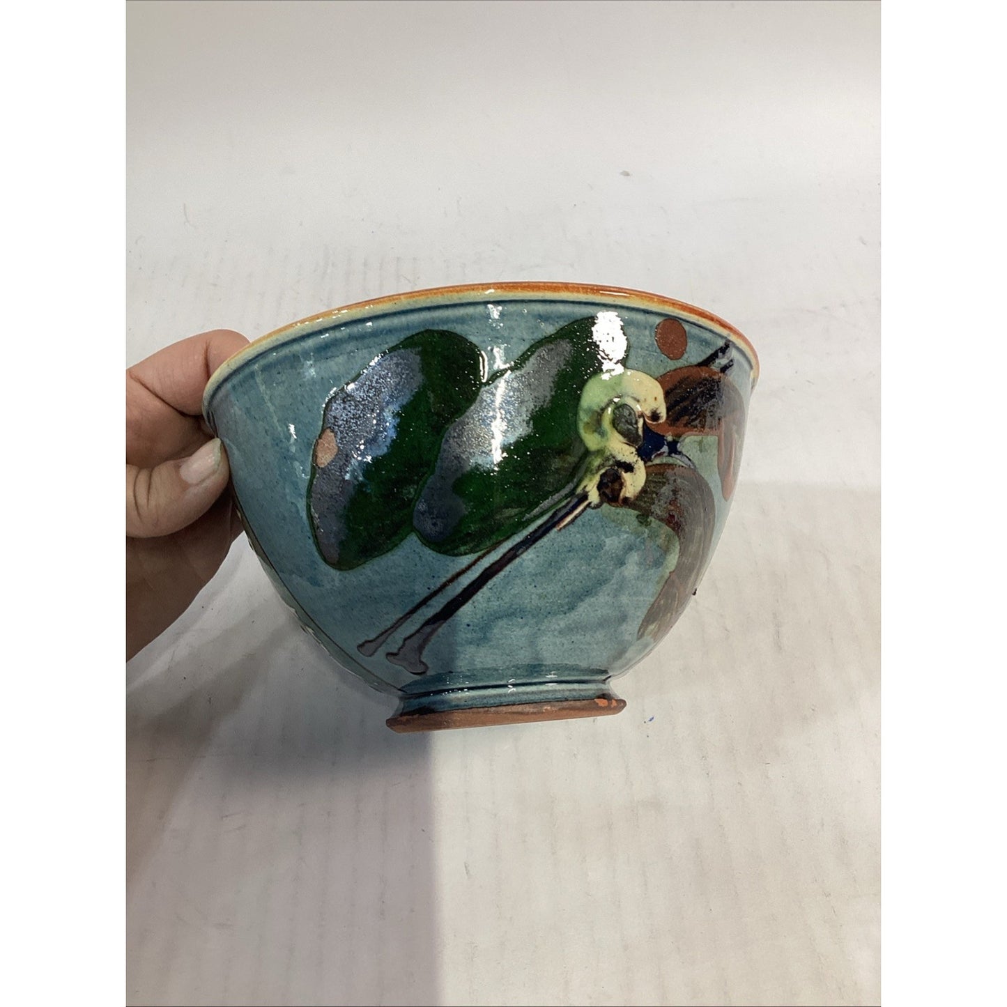 Lot Of 3 Hand Painted Glazed Pottery Bowls - 3.75”Hx6.5”D