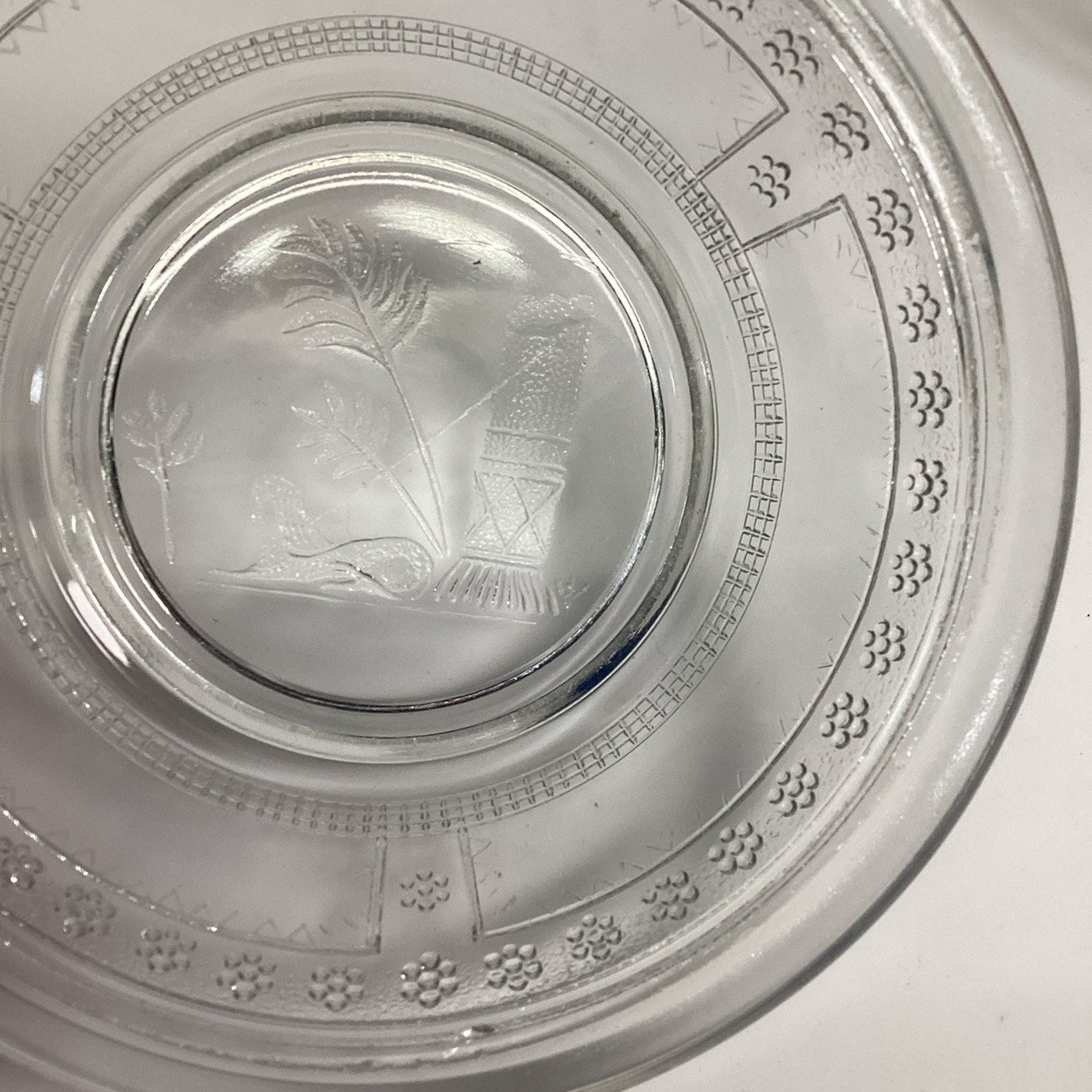 Antique 1880’s Egyptian Pattern Pressed Glass Soup or Cereal Bowls