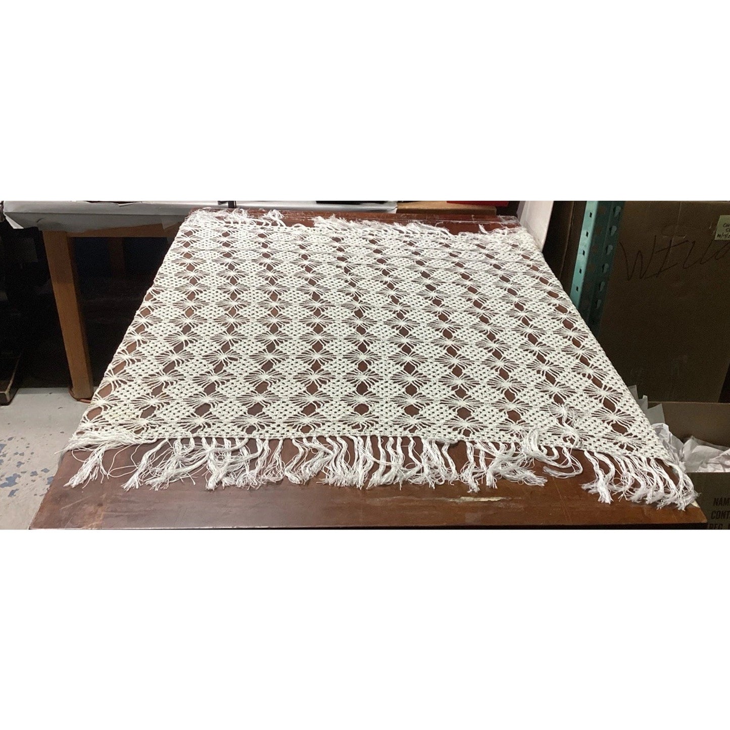 Vintage Crochet Bedspread Or Tablecloth - 42x40”