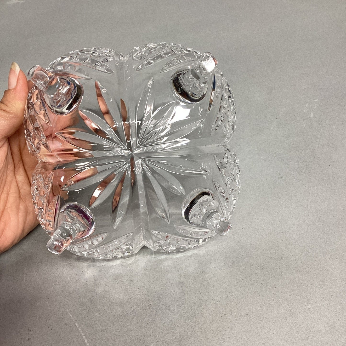 VTG Lead Cut Crystal Covered Candy Dish Spire Pinwheel Footed