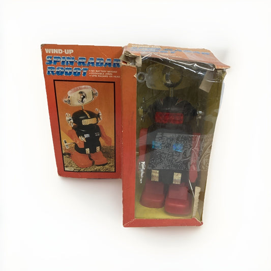 Vintage Wind Up Spin Radar Robot - NOS - Box Is Damaged