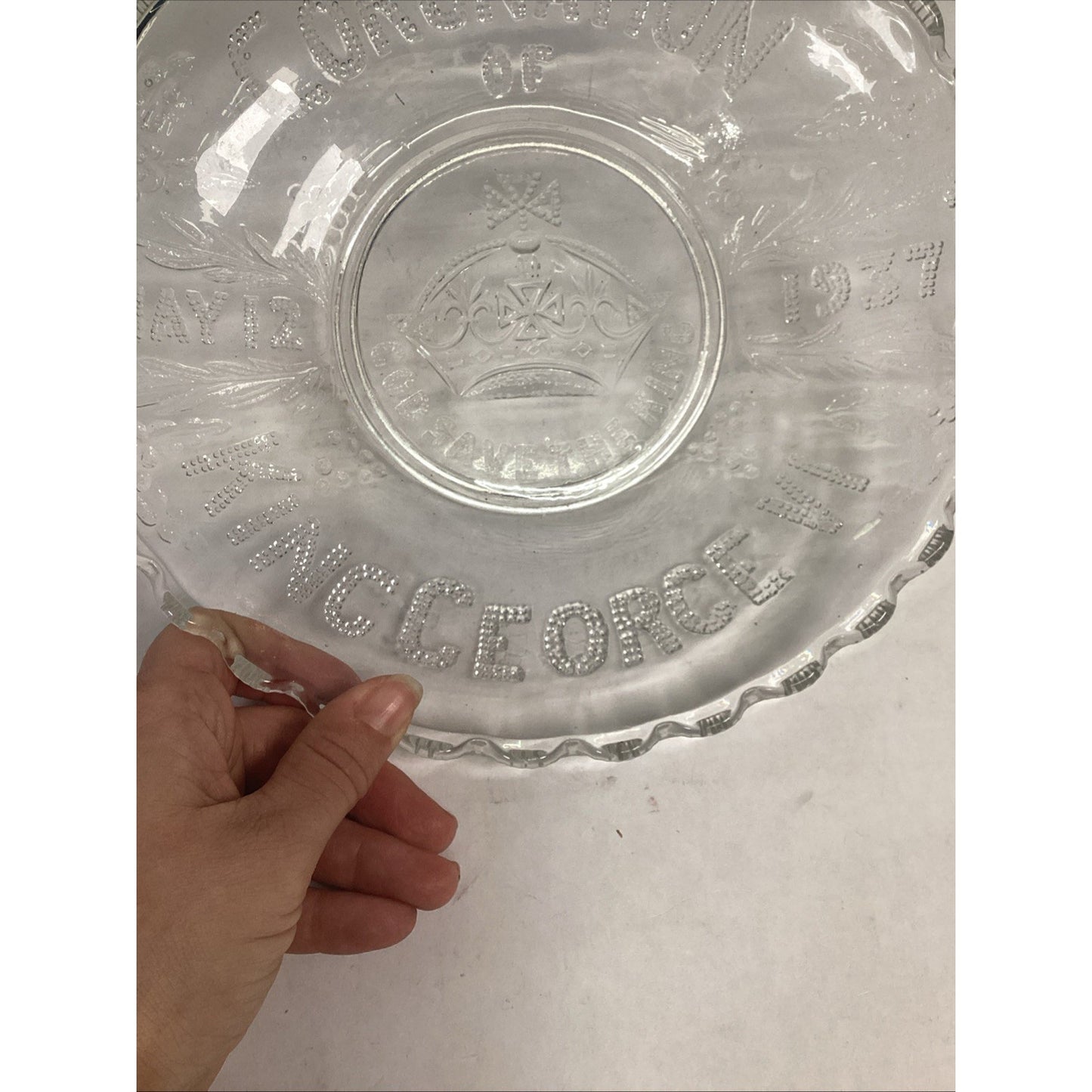 1937 Coronation of King George VI Pressed Glass Royal Commemorative Plate