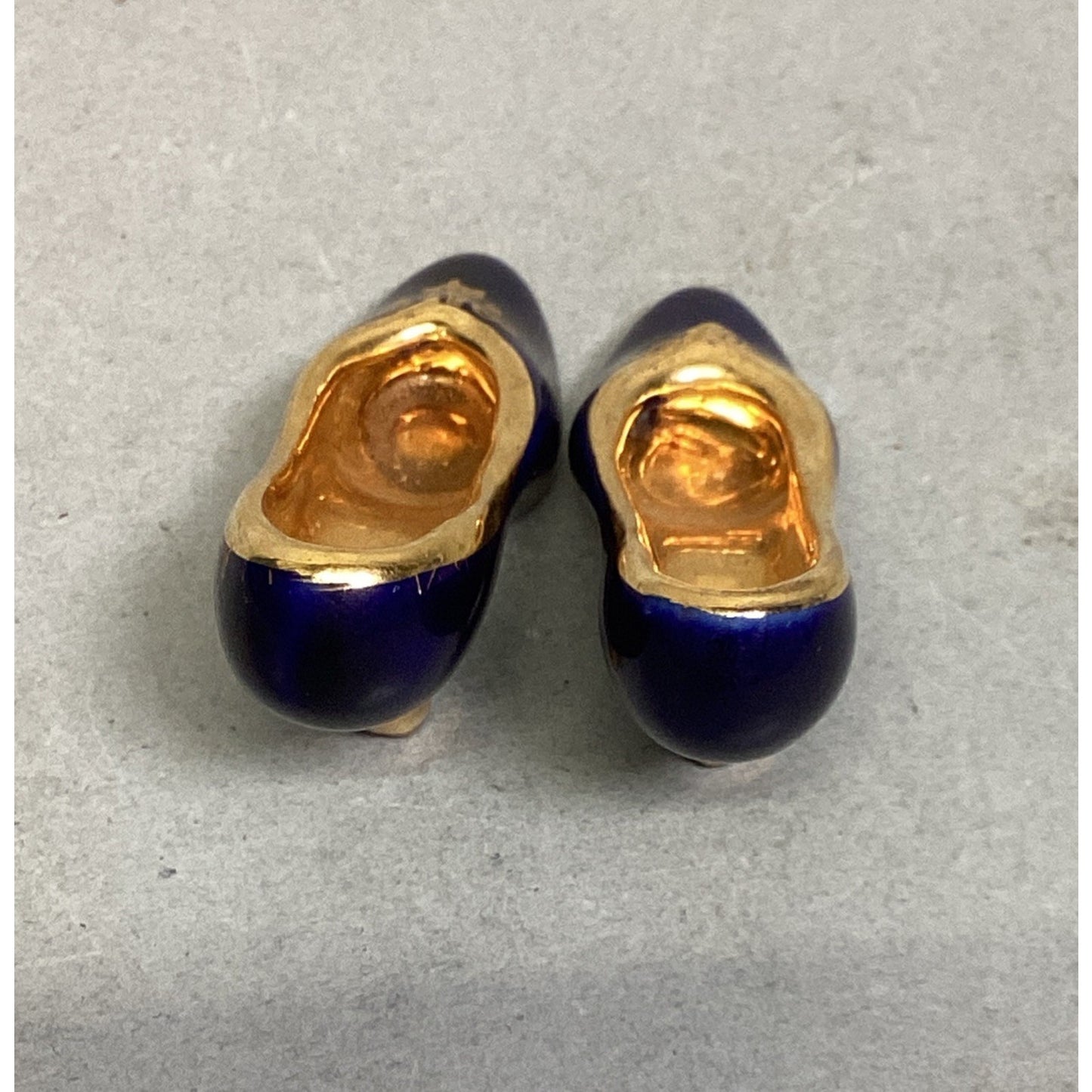 Limoges France Miniature Cobalt Blue Shoes W/ Gold Trim