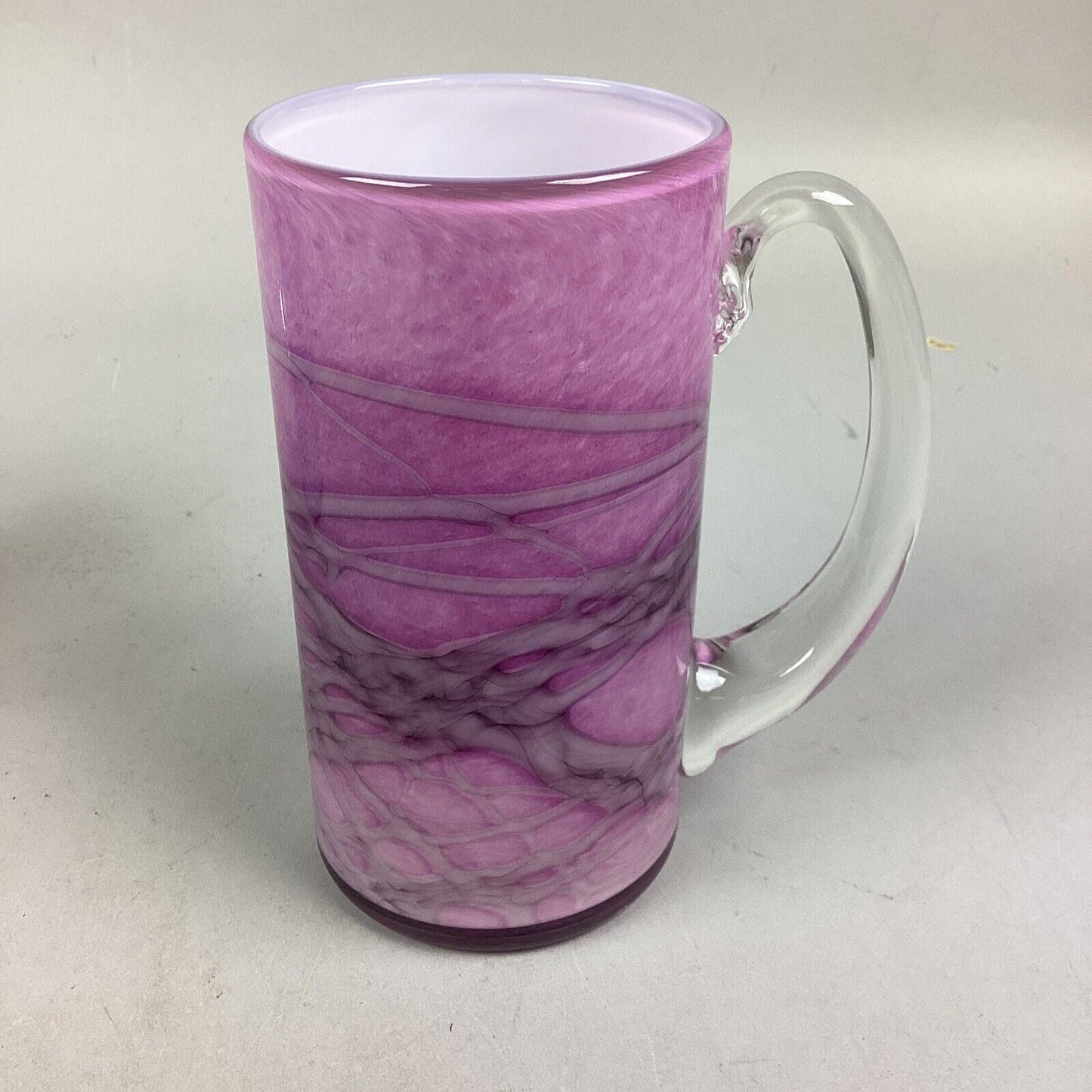 Set Of 2 Pink Purple Swirl Glass Cups - 6.5”H