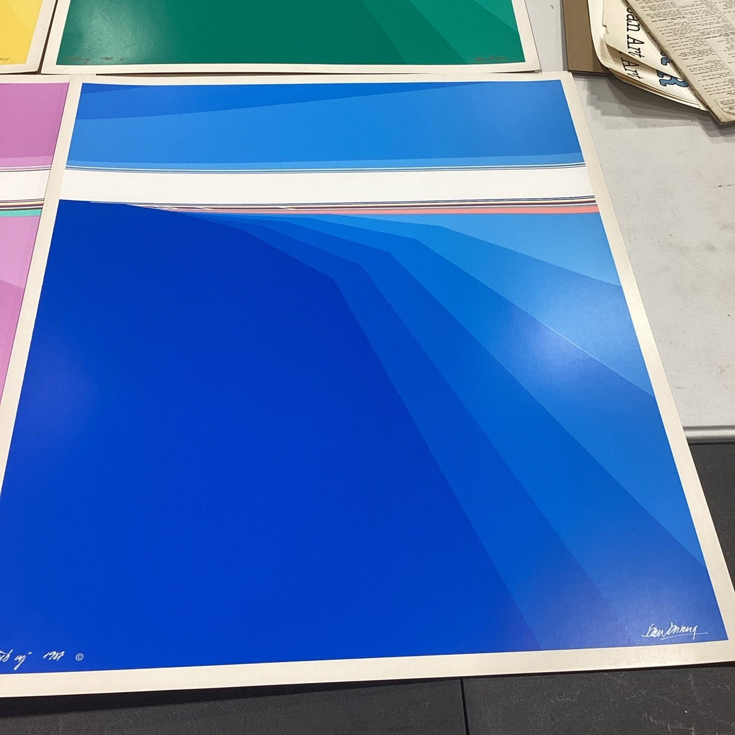 Vintage 1987 Climb Up Geometric Landscape Serigraph Print Suite Set Of 4 - 28x23