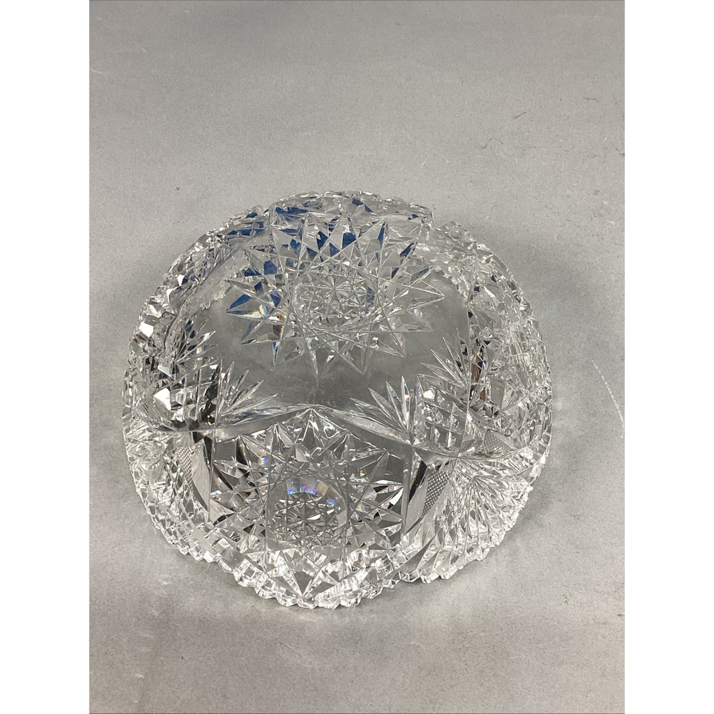 Set Of 2 Cut Glass Crystal Serving Bowls With Sawtooth Edging