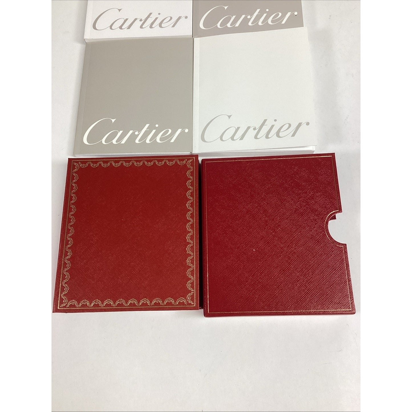 Set Of 6 Original Cartier Manuals - 3 Certificate of Authenticity & 2 Red Boxes