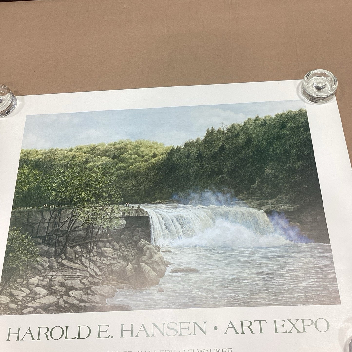 Harold E. Hansen 1984 Waterfalls Poster - Art Expo Posner Gallery - 27.25x22”