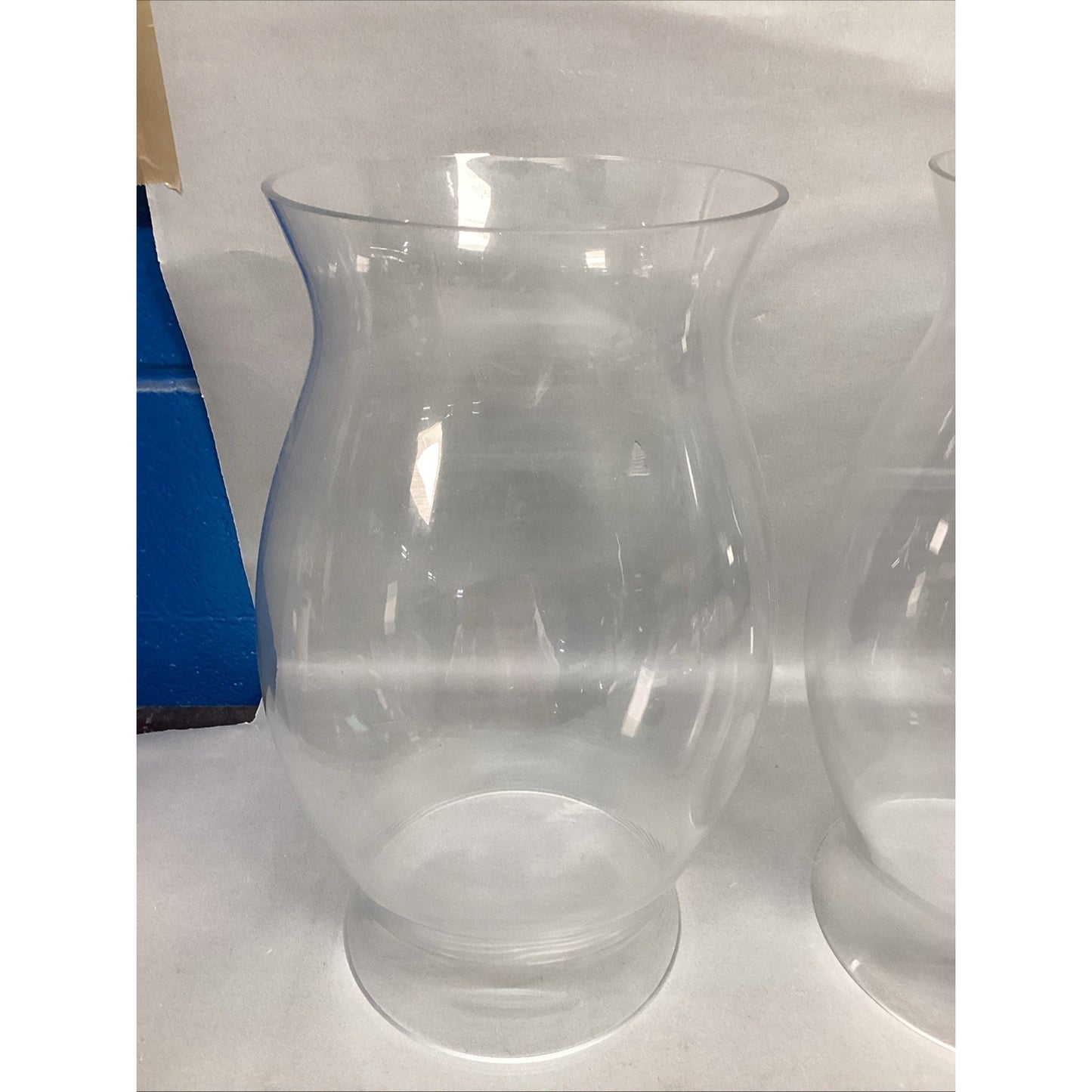 Set Of 2 Large Hurricane Lamp Shades Clear Glass - 16.5”Hx8.25”D