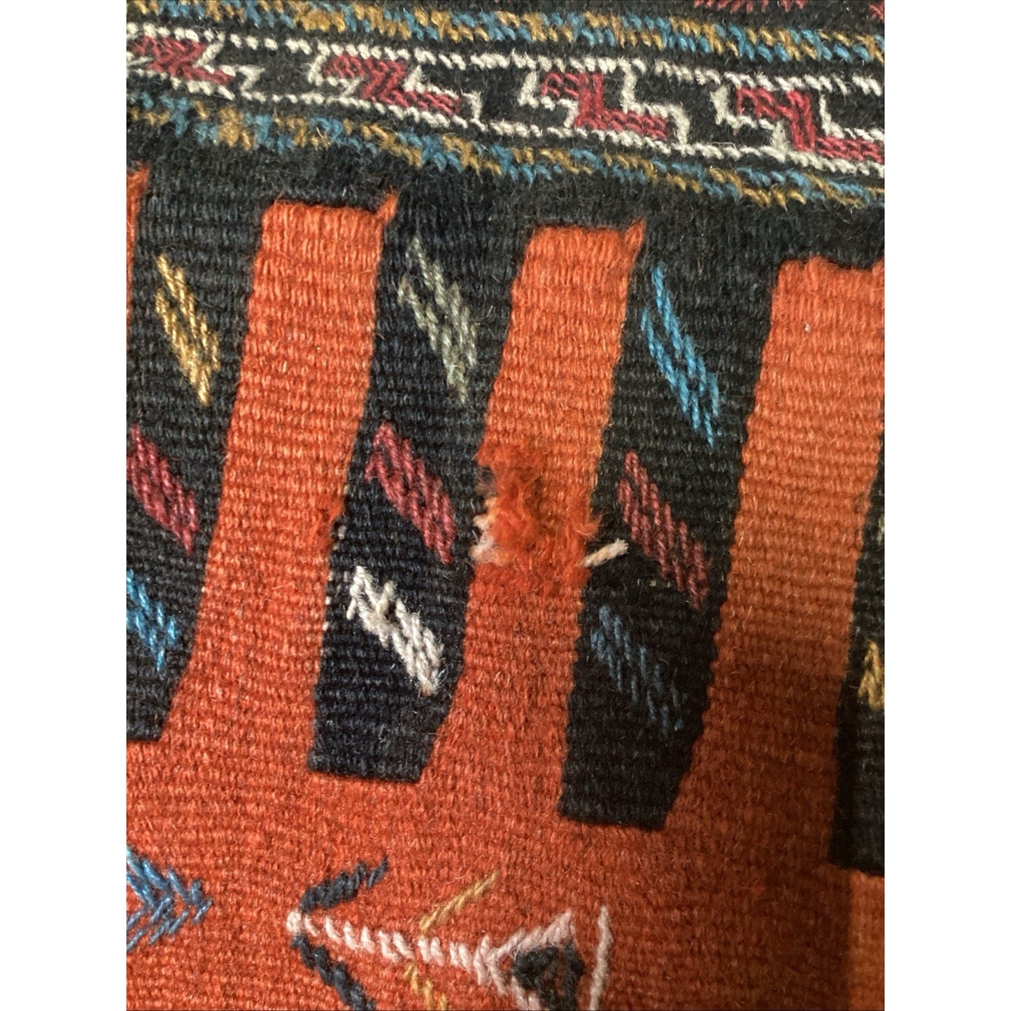 Vintage Handmade Geometric Design Rug - 77x40”