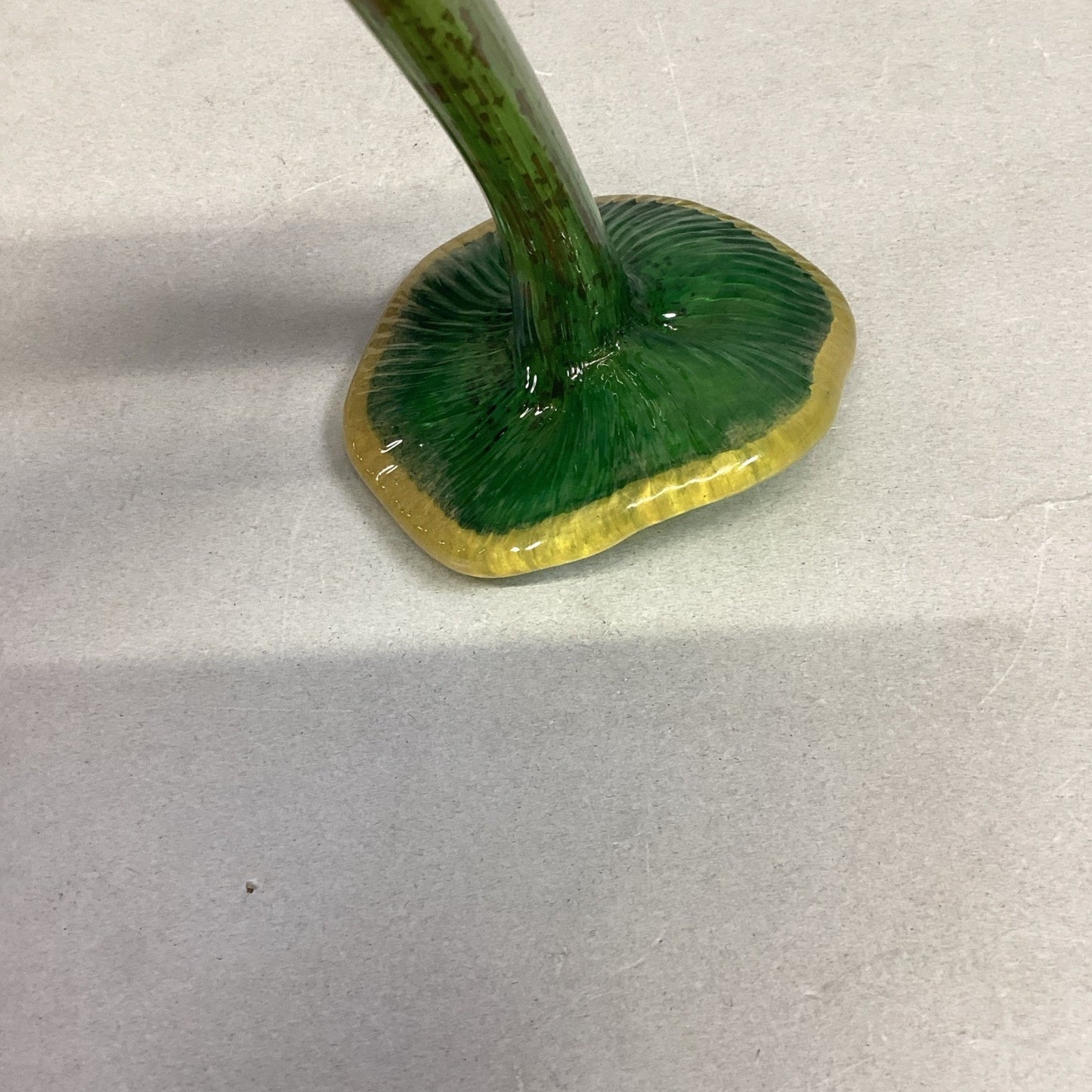 Handblown Yellow Green Red Glass Flower And Stem - 14”L