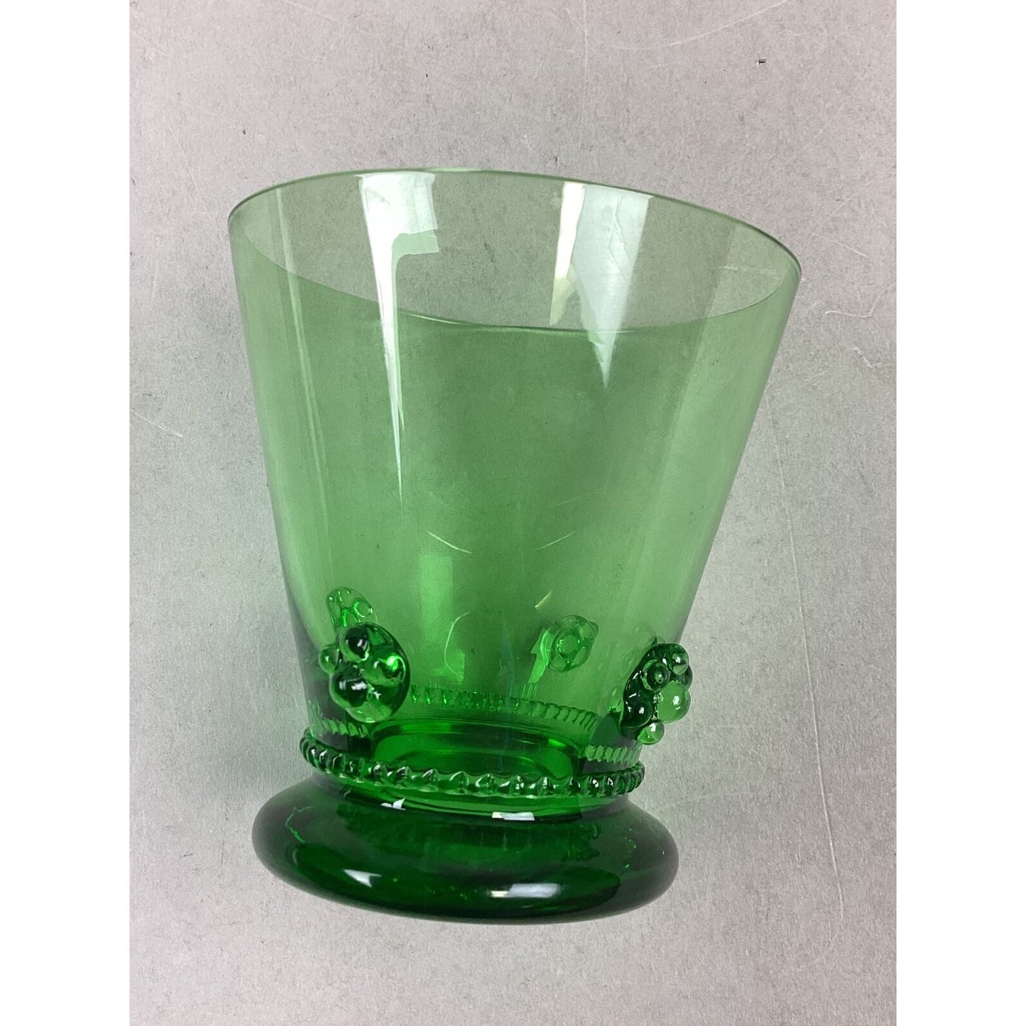 Theresienthal Bacchus Rosette Green Wine Tumbler Rock Glass - 3.5”x3”