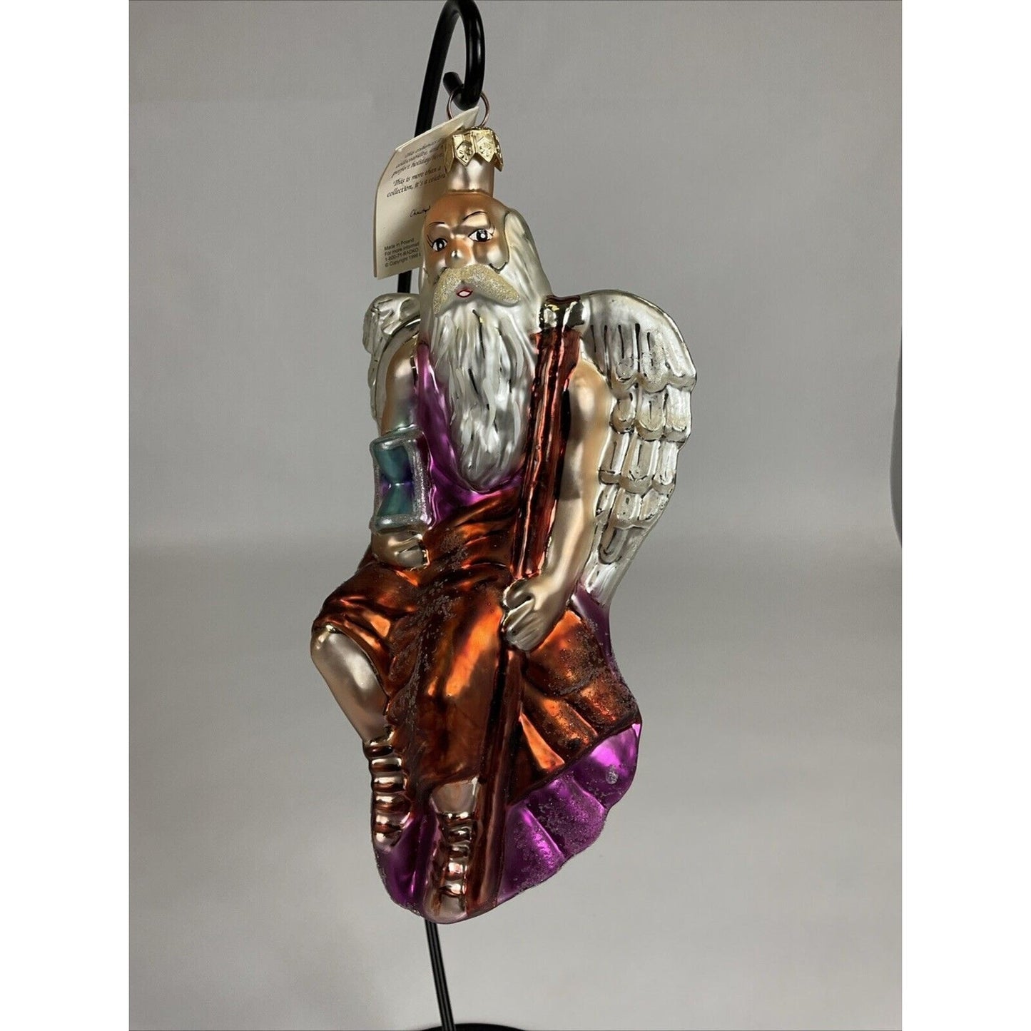 Christopher Radko Father Time Angel Glass Christmas Ornament w/ Tag