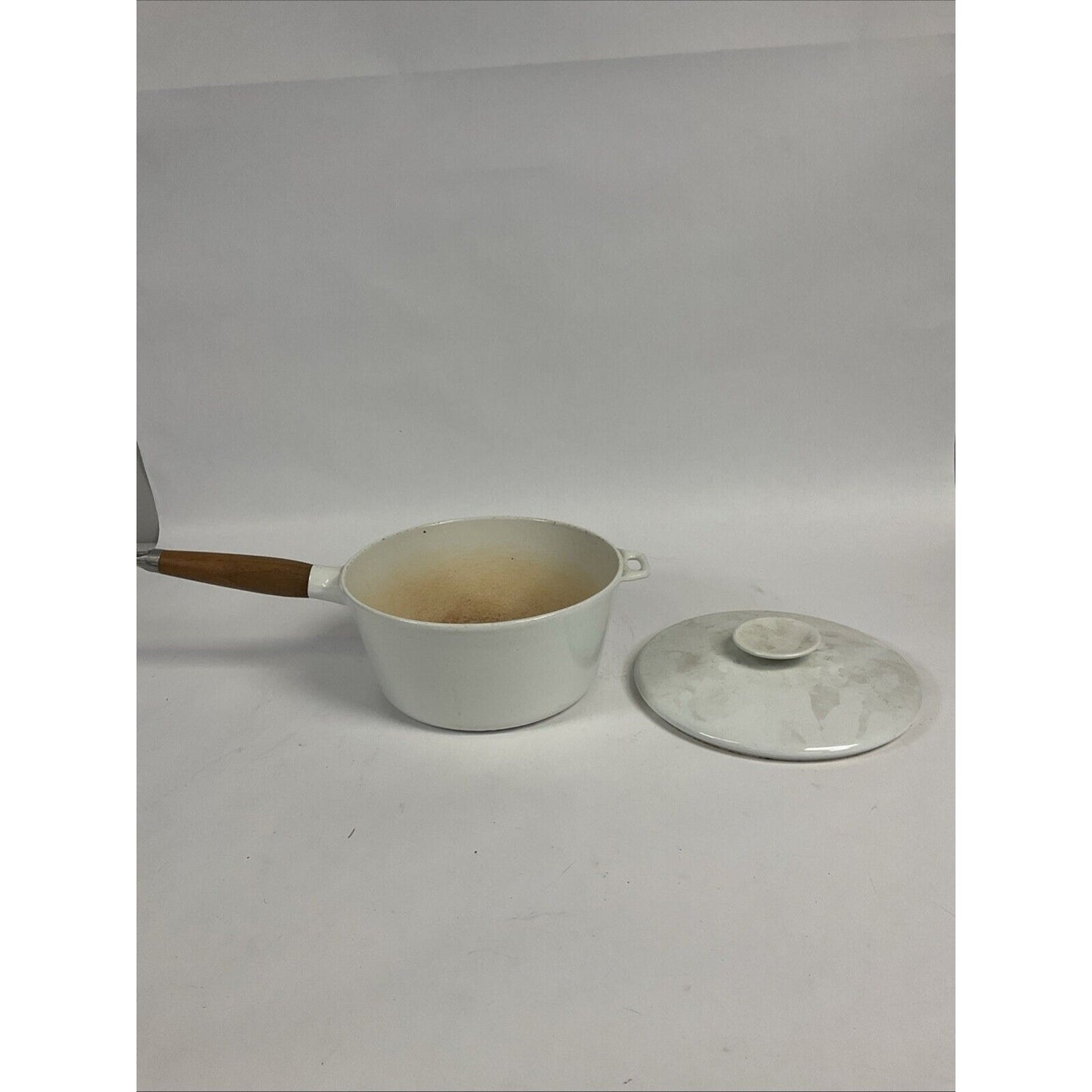 Vintage White COPCO Denmark Danish Enameled Cast Iron Pot