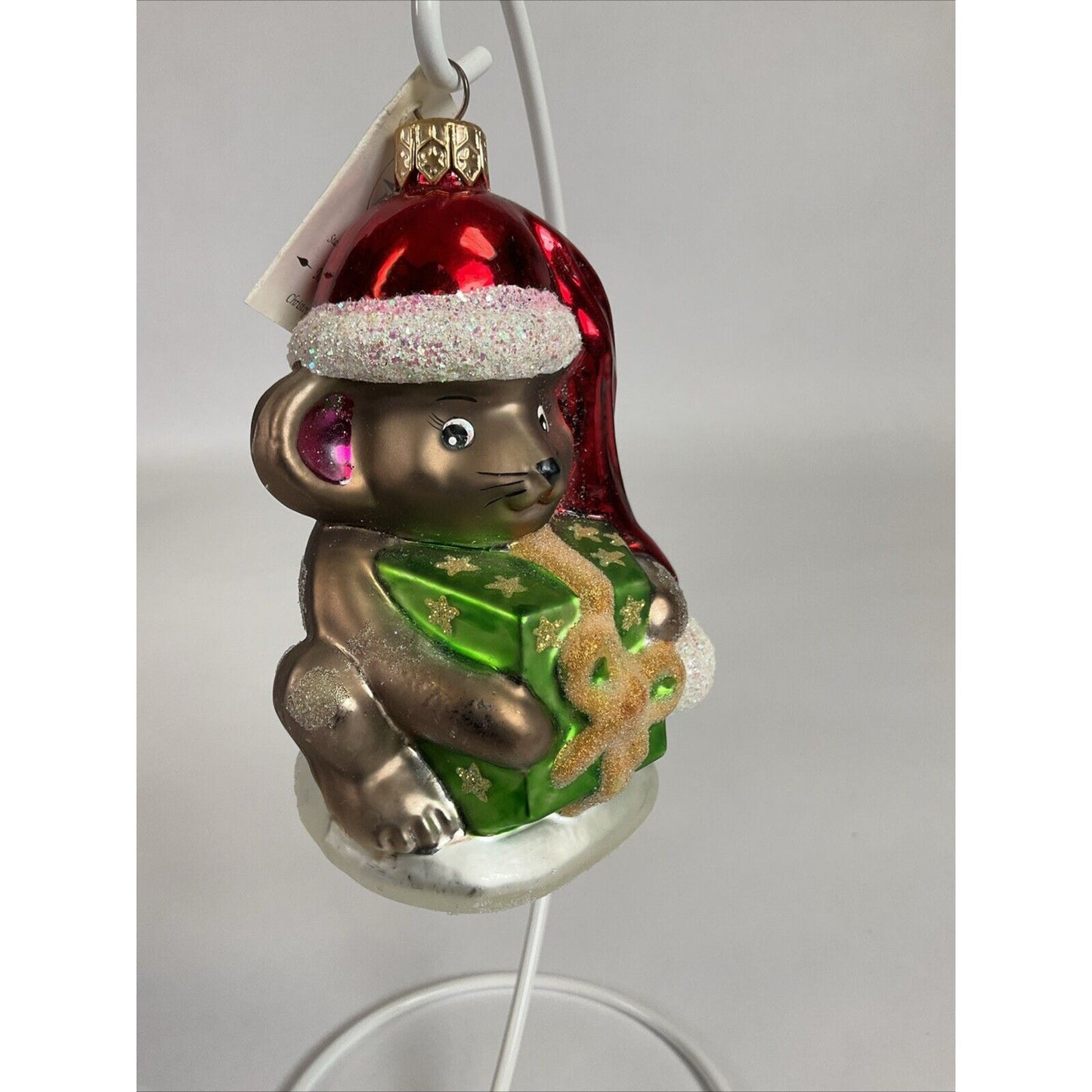 Christopher Radko Christmas Ornament Mouse Santa Hat with Present