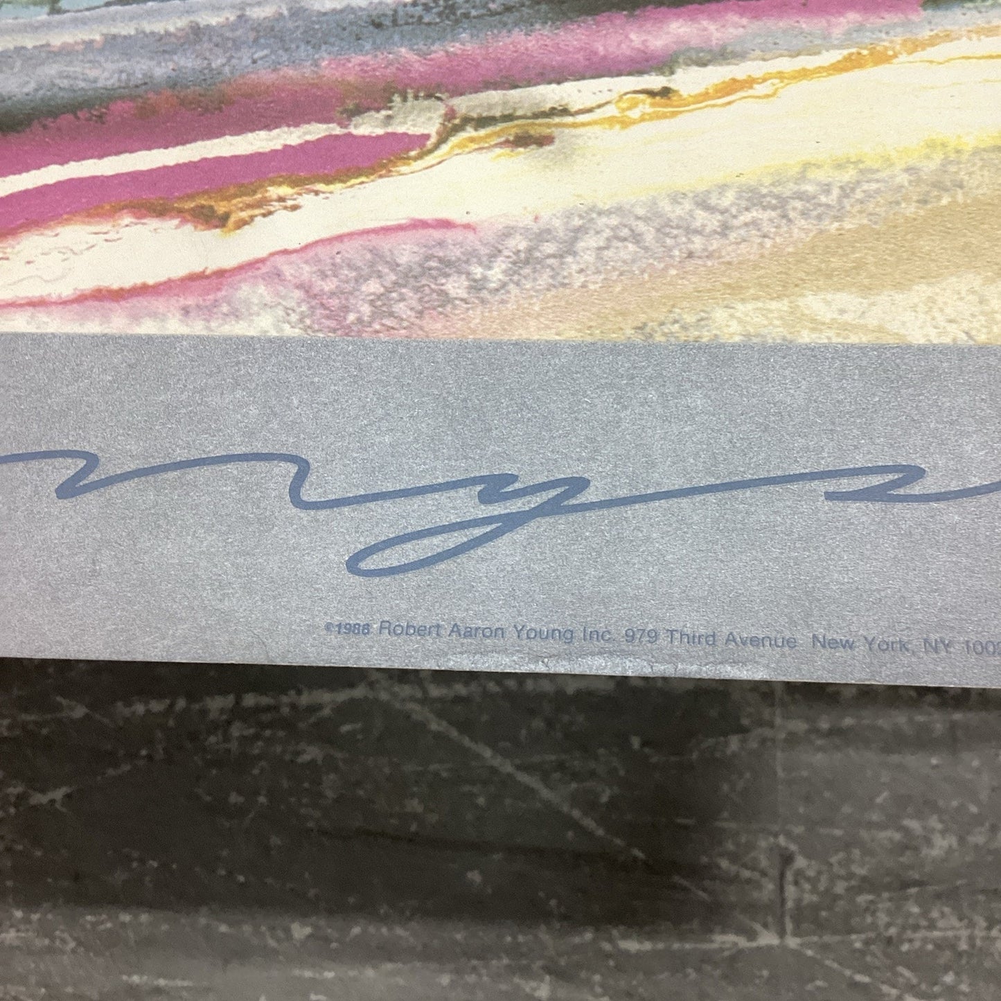 Vintage 1986 Elba Alvarez Abstract Art Stormy Skies Poster Print - 58x38”