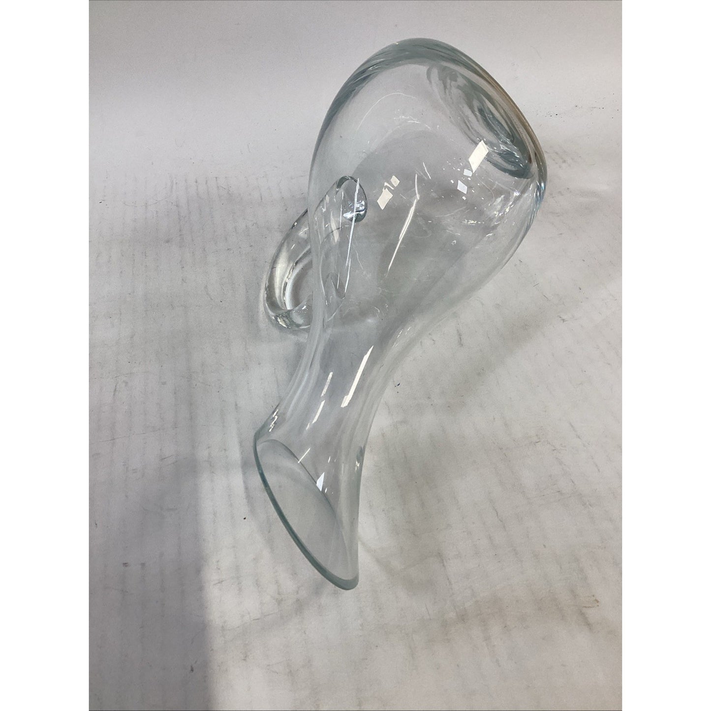 Vintage Bormioli Rocco Hand Blown Glass Pitcher With Handle – 13.5”L
